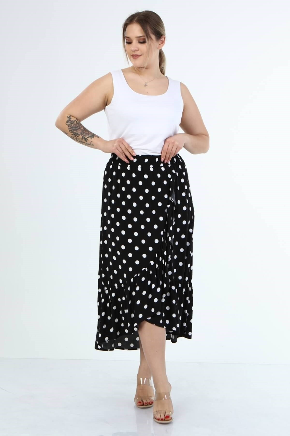 Myline-Fırfırlı Uzun Etek-Büyük Beden Etek-66422