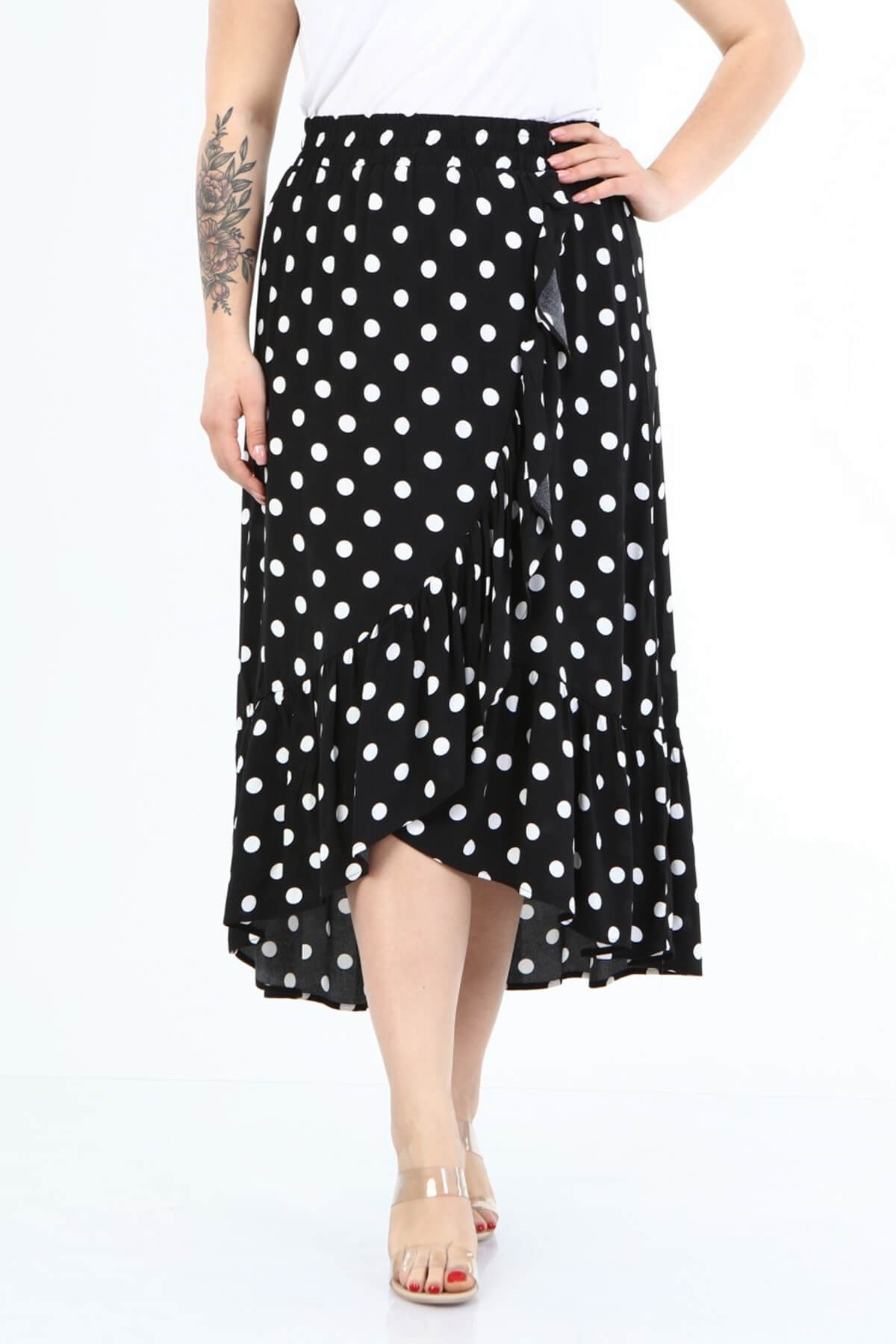 Myline-Fırfırlı Uzun Etek-Büyük Beden Etek-66422