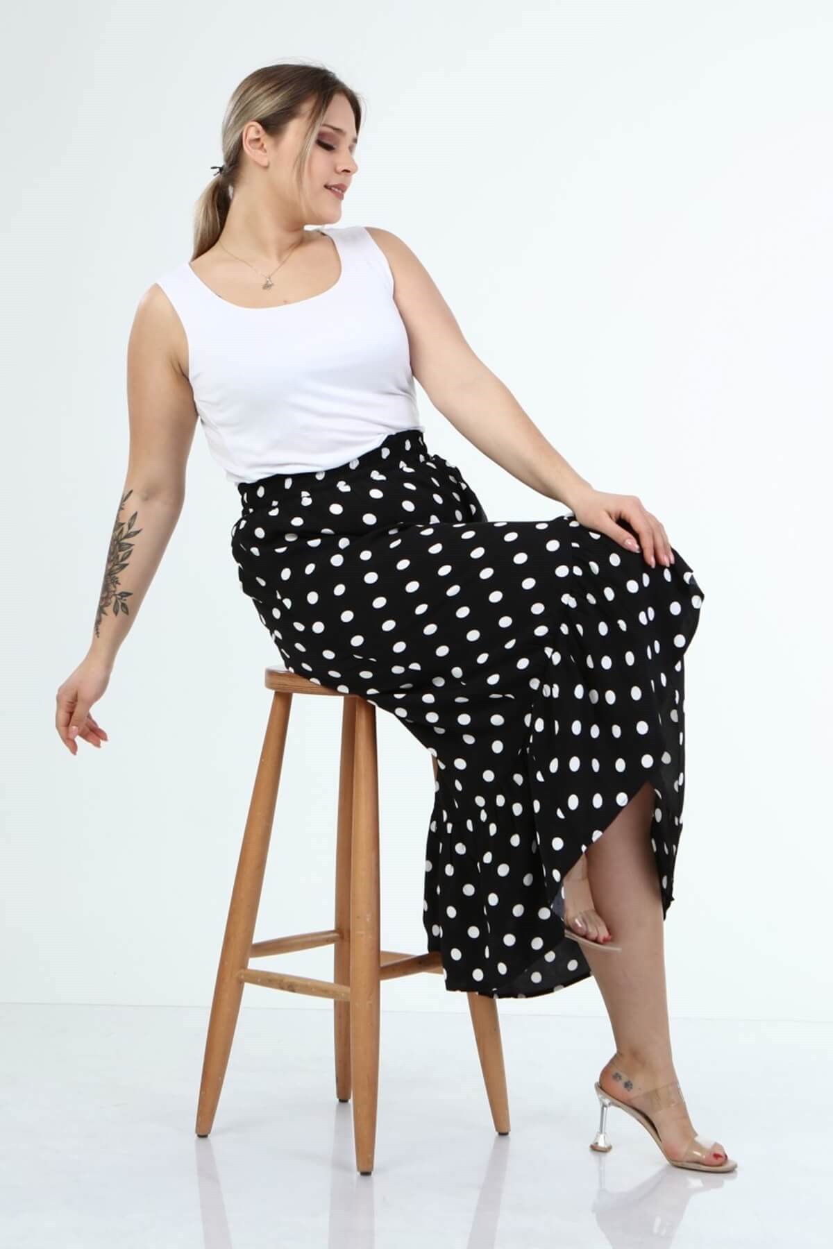 Myline-Fırfırlı Uzun Etek-Büyük Beden Etek-66422