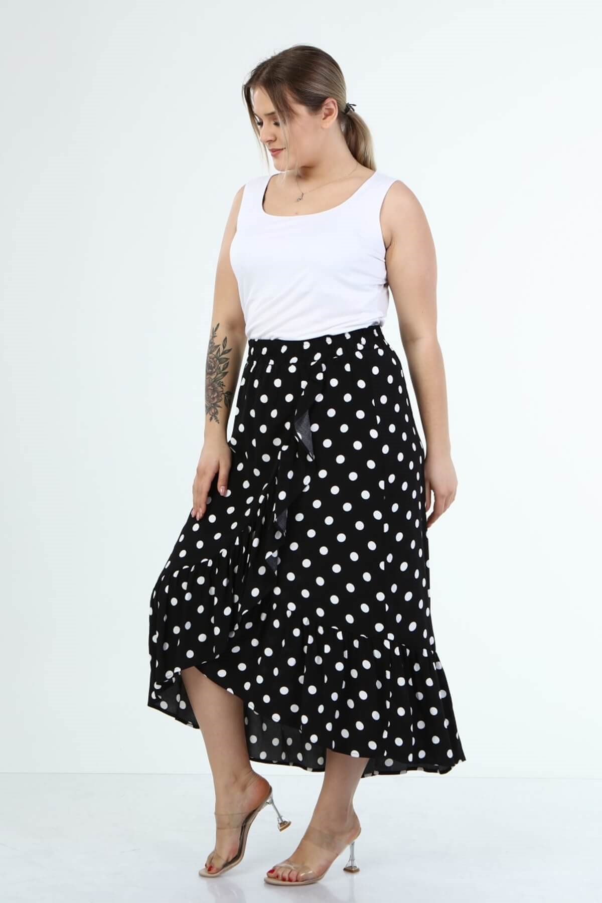 Myline-Fırfırlı Uzun Etek-Büyük Beden Etek-66422