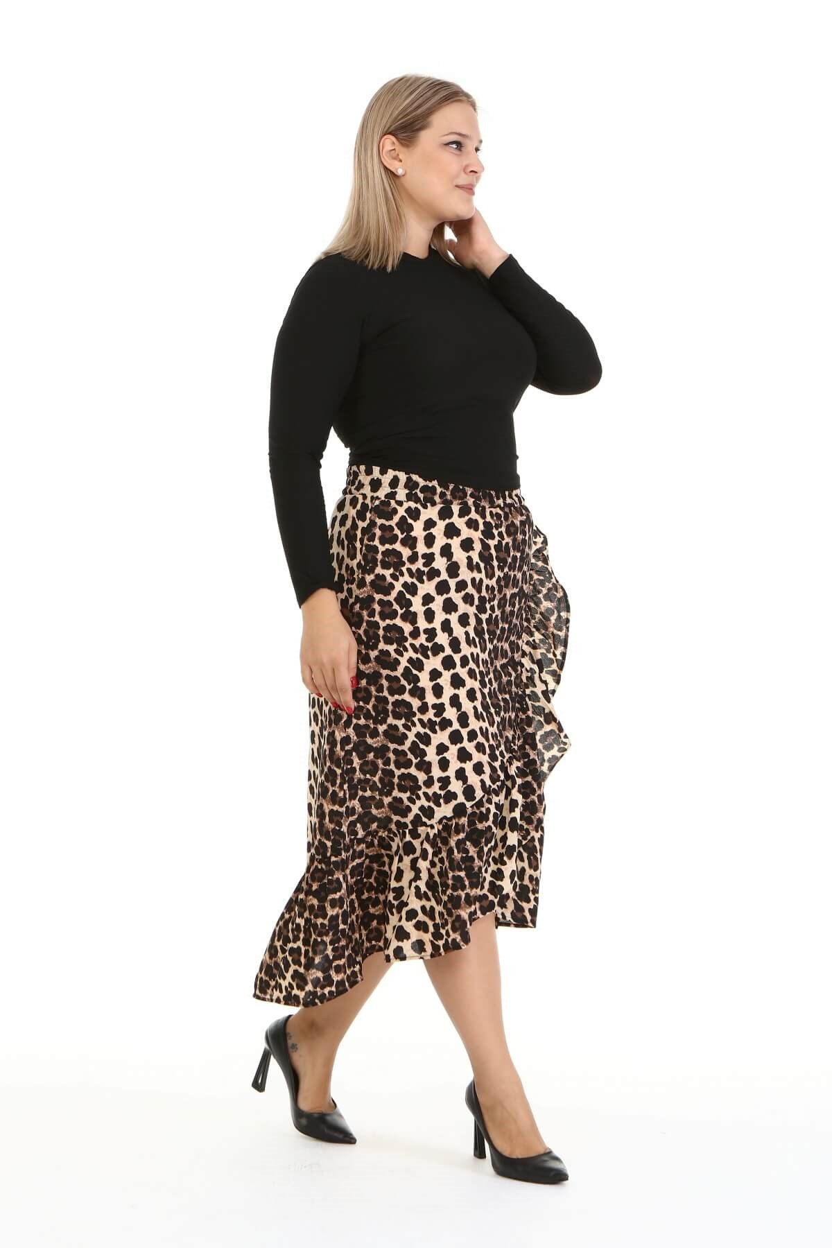 Myline-Fırfırlı Uzun Etek-Büyük Beden Etek-66993