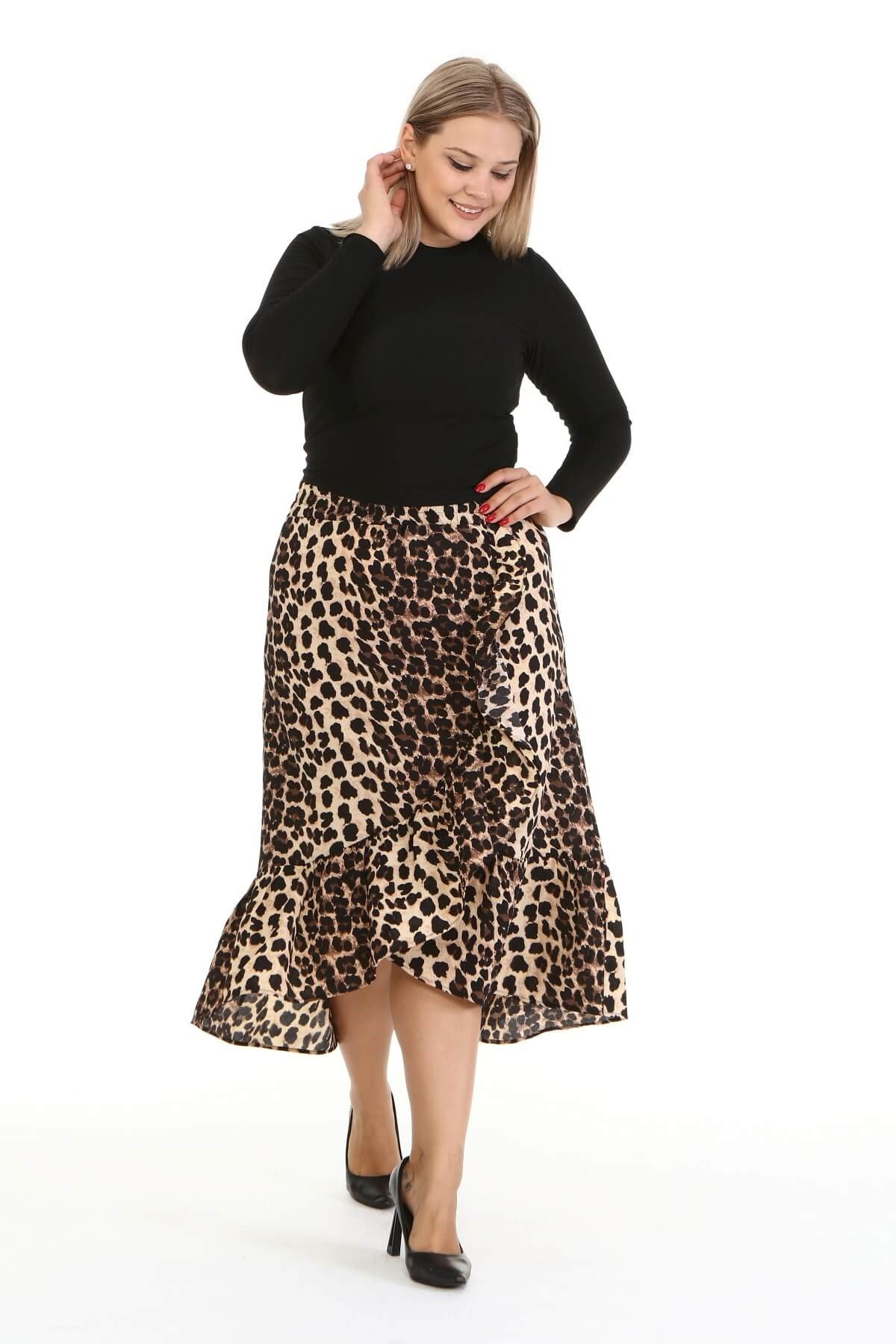 Myline-Fırfırlı Uzun Etek-Büyük Beden Etek-66993