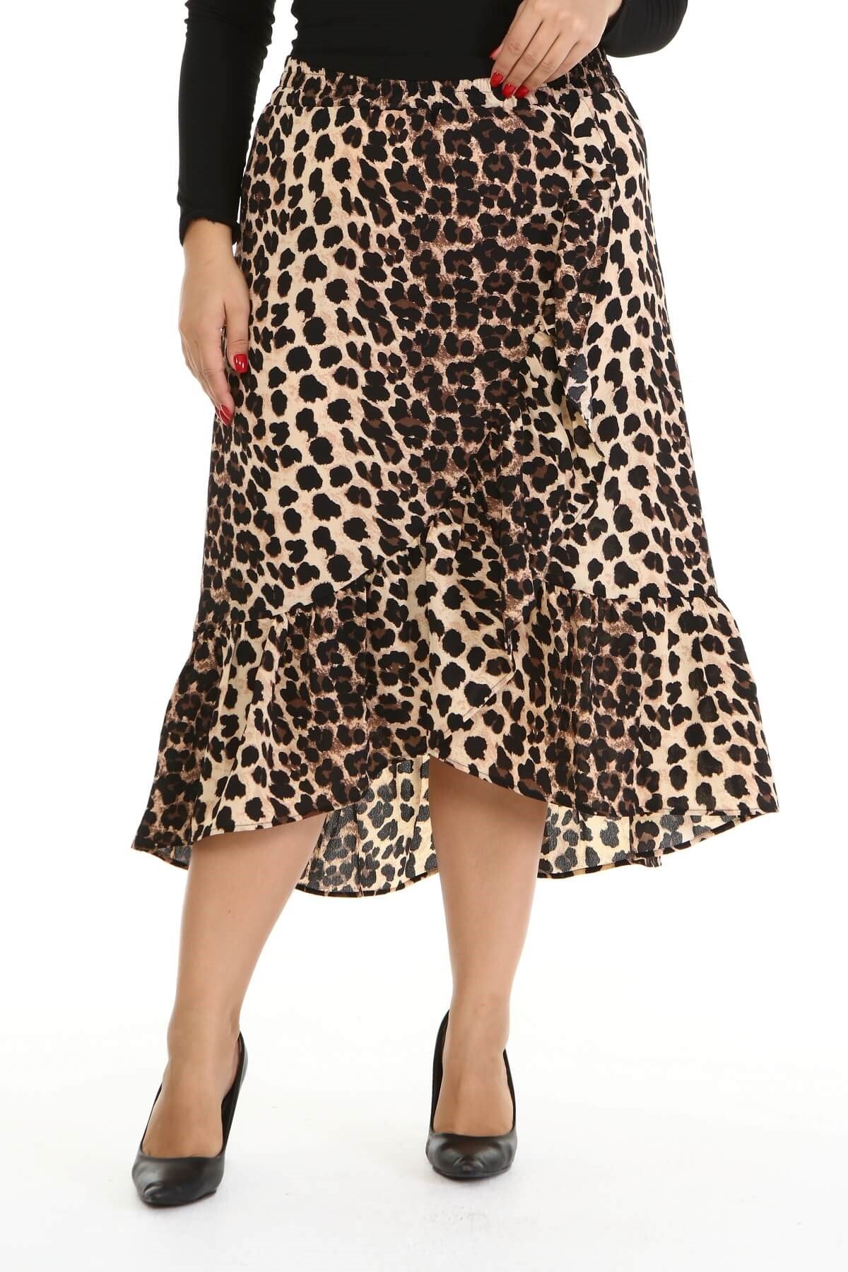 Myline-Fırfırlı Uzun Etek-Büyük Beden Etek-66993