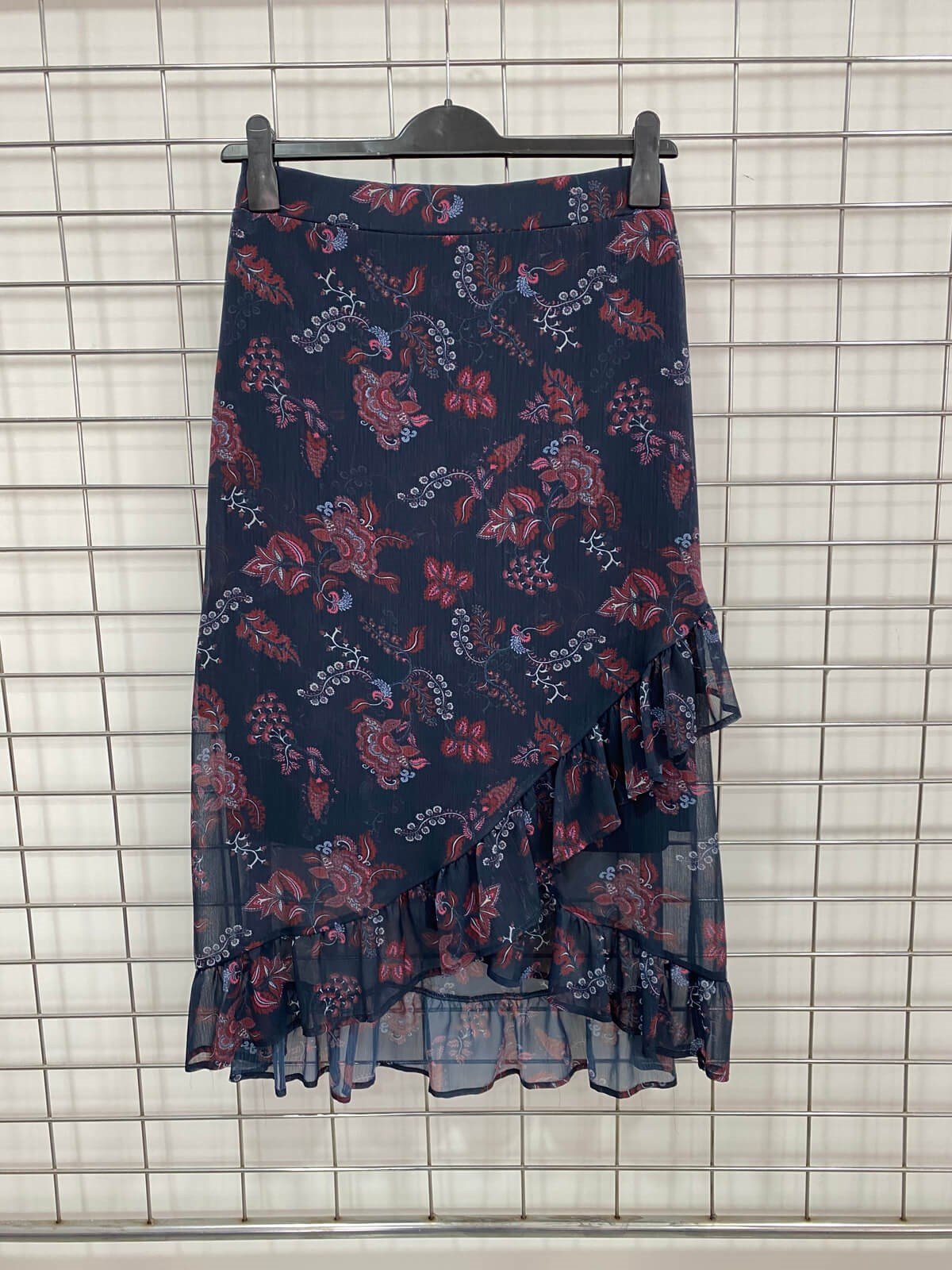 Myline-Fırflırlı Astarlı Şifon Etek-Büyük Beden Outlet-66558