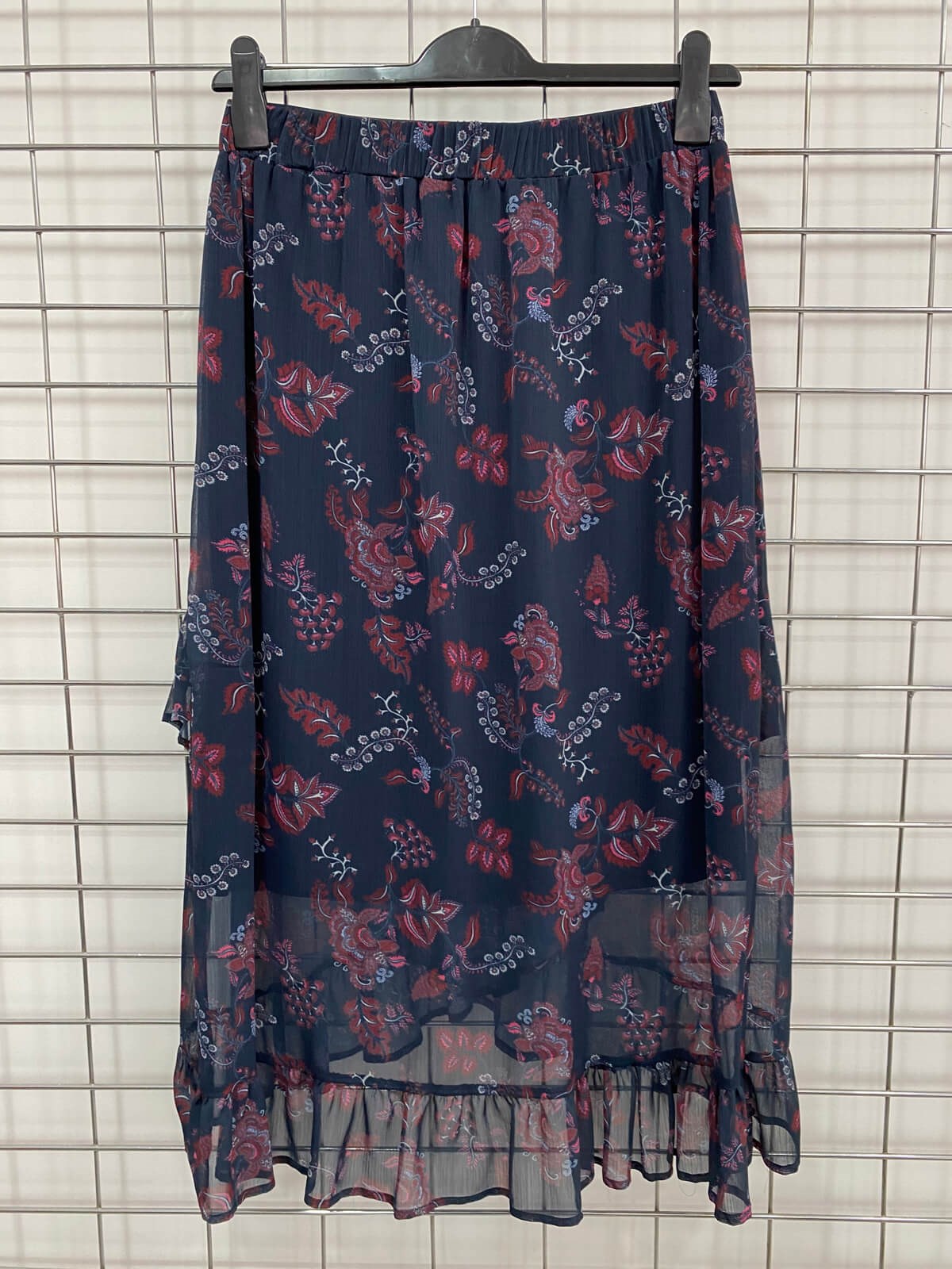 Myline-Fırflırlı Astarlı Şifon Etek-Büyük Beden Outlet-66558