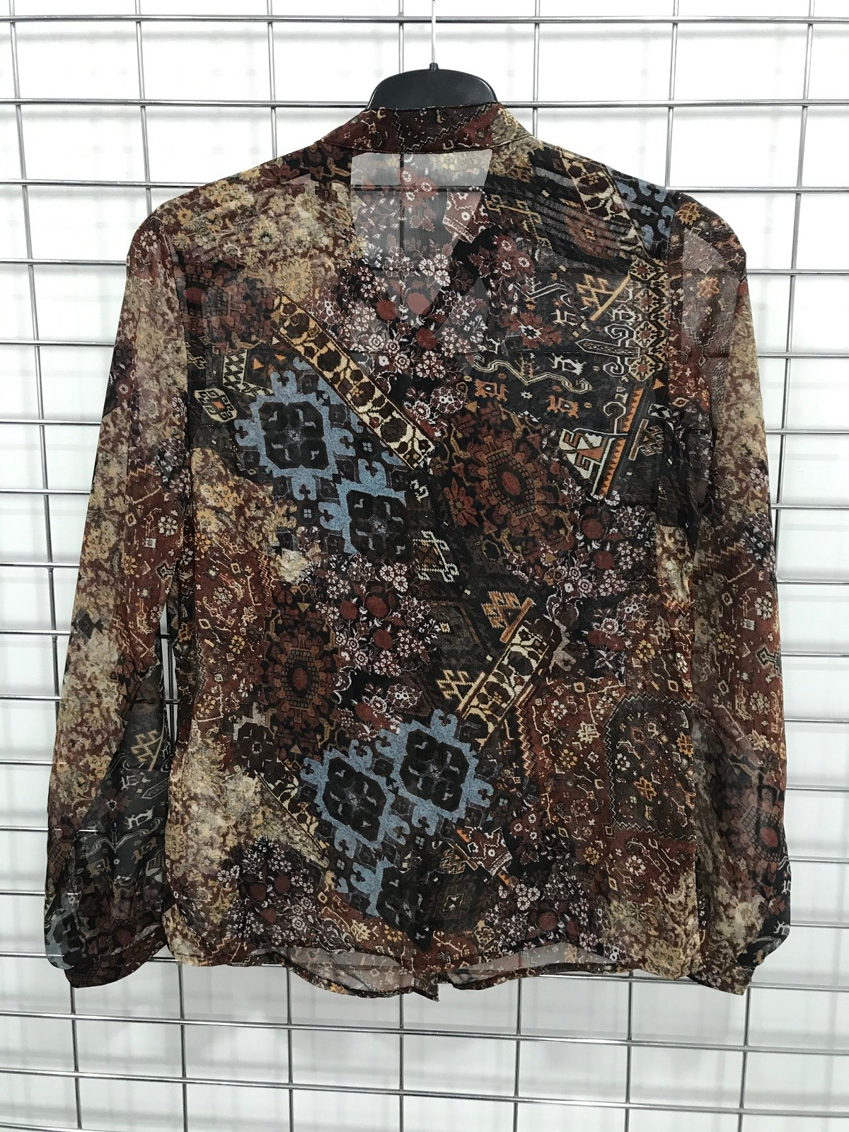 Myline-Fular Detaylı Şifon Bluz-Büyük Beden Outlet-45655