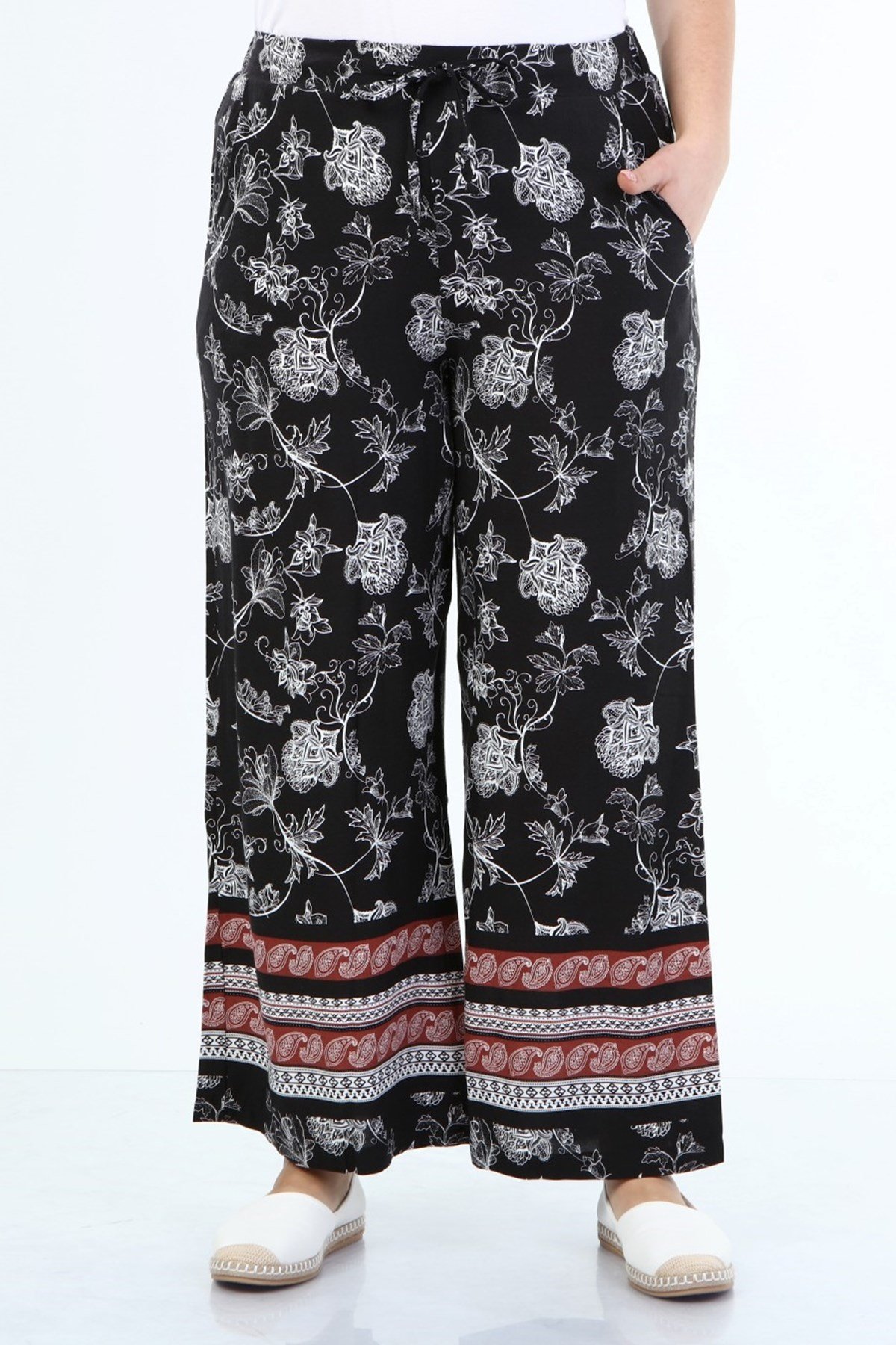 Myline-Geniş Paçalı Pantolon-Büyük Beden Pantolon-45853