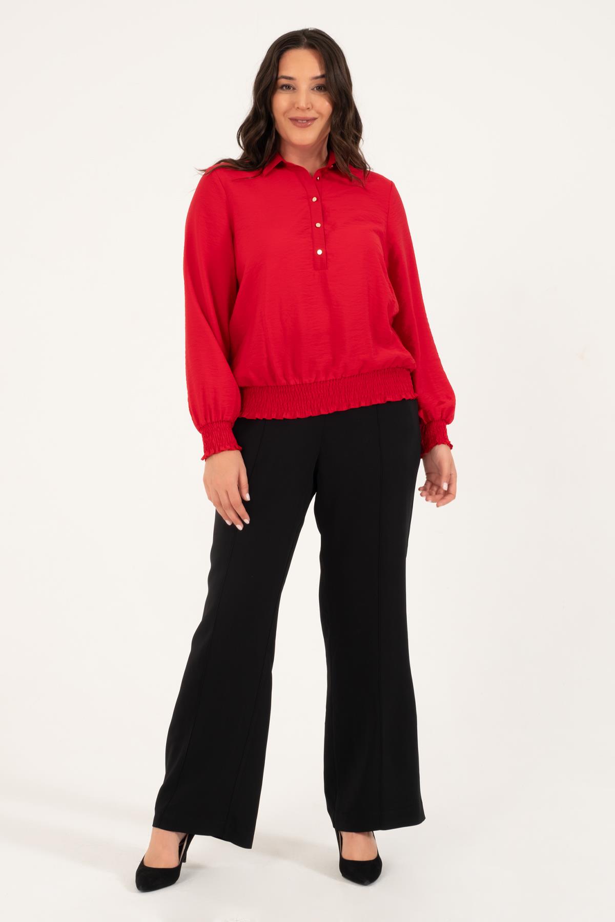 Myline-Gipe Detay Bluz-Büyük Beden Bluz-128819