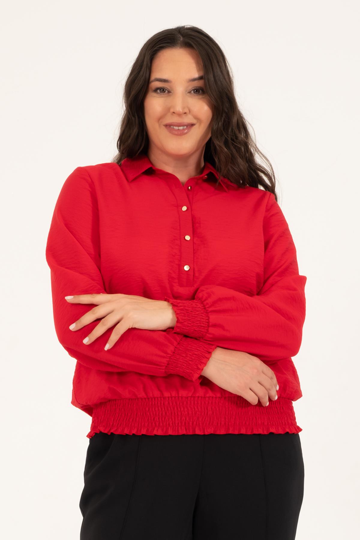 Myline-Gipe Detay Bluz-Büyük Beden Bluz-128819