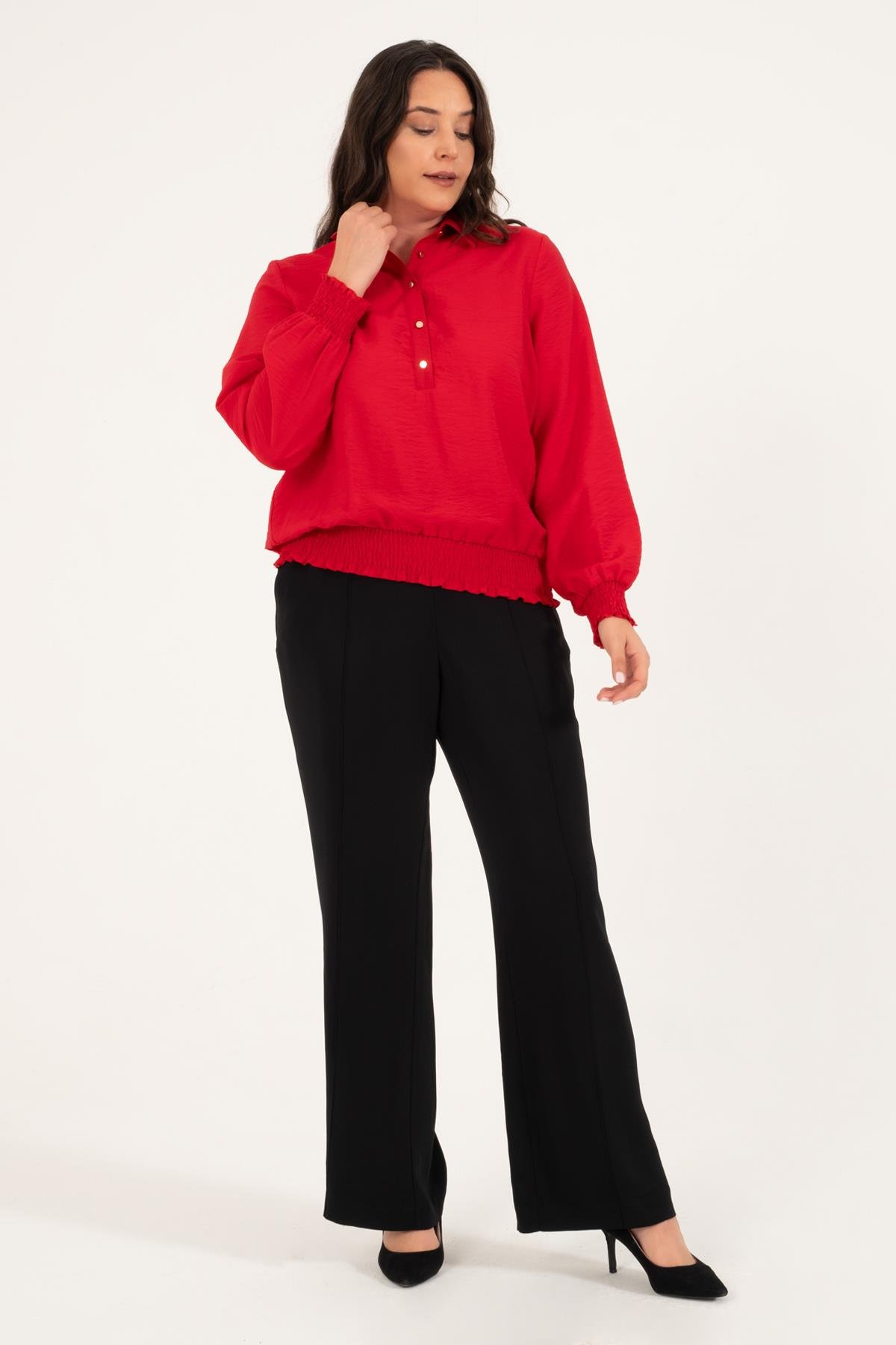 Myline-Gipe Detay Bluz-Büyük Beden Bluz-128819