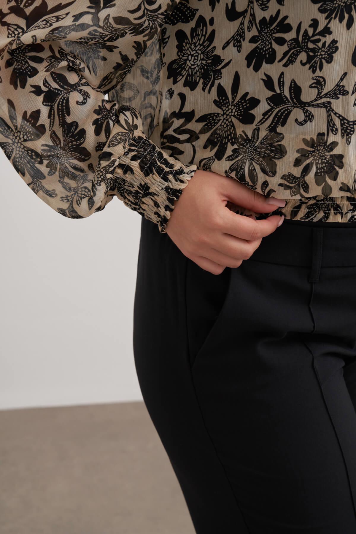 Myline-Gipe Detaylı Şifon Bluz-Büyük Beden Bluz-149477