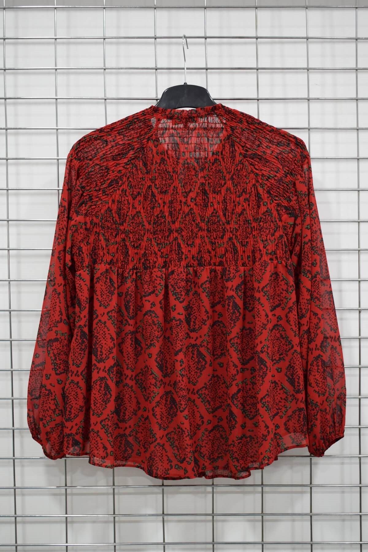 Myline-Gipe Detaylı Şifon Bluz-Büyük Beden Outlet-56218