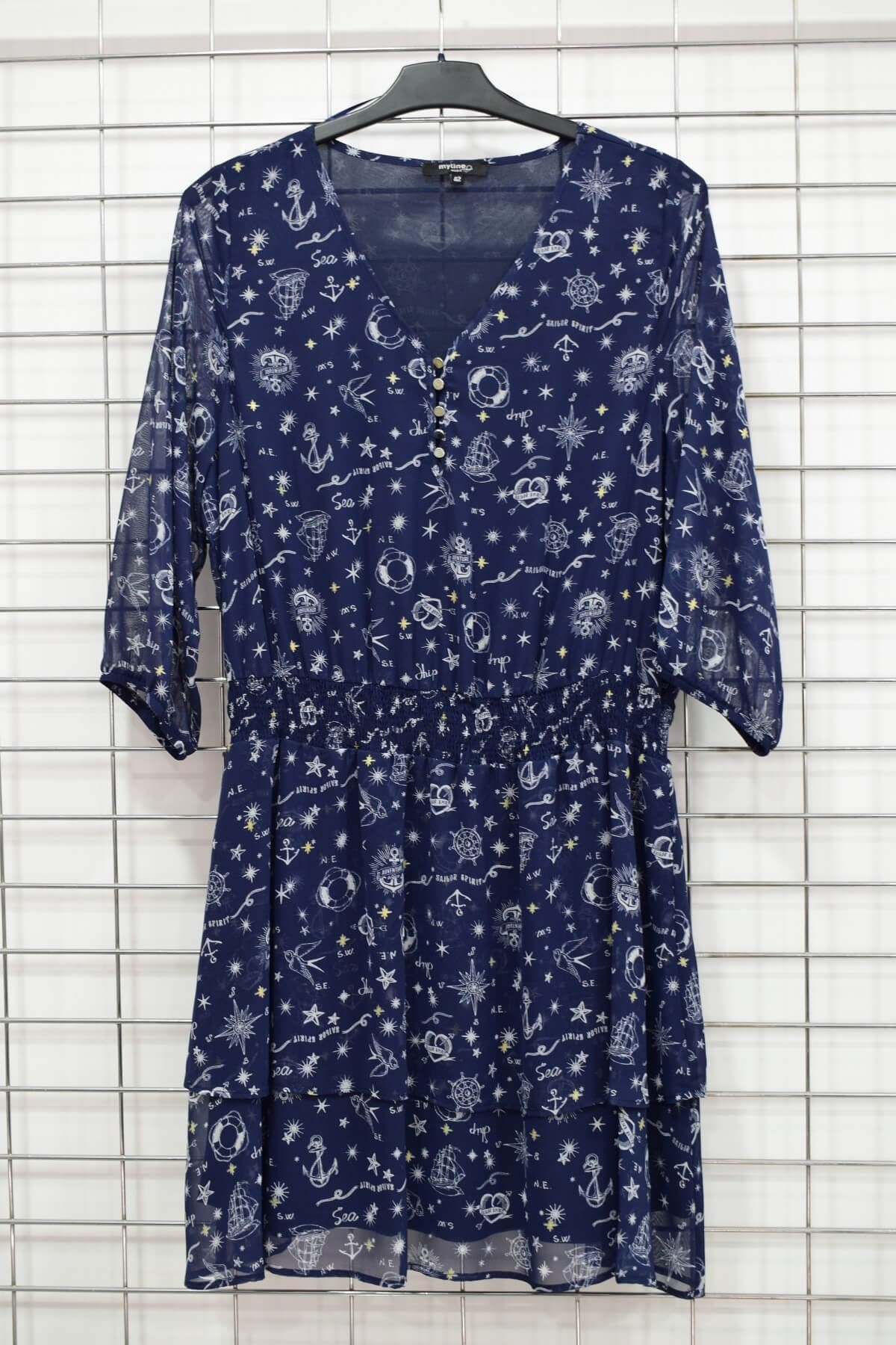 Myline-Gipe Detaylı Şifon Tunik-Büyük Beden Outlet-56236