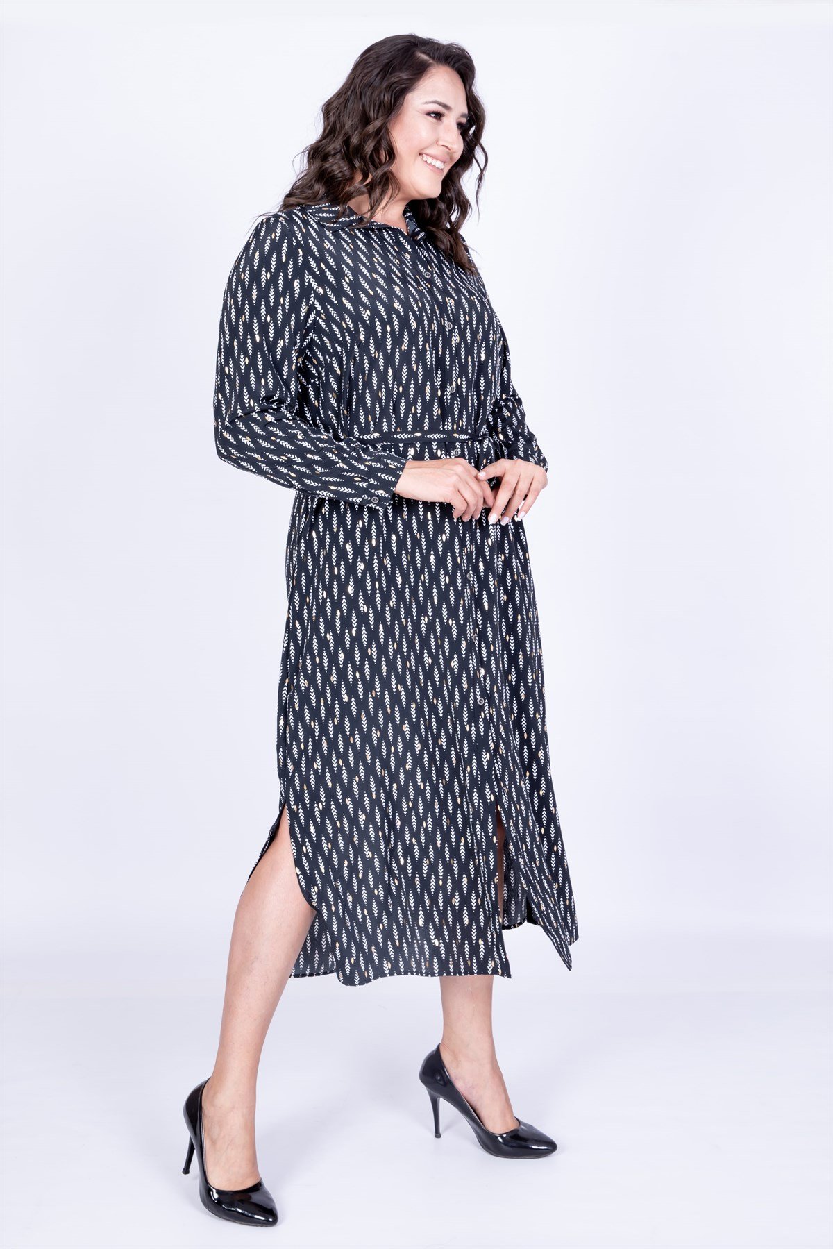 Myline-Gömlek Elbise-Büyük Beden Günlük Elbiseler-35106