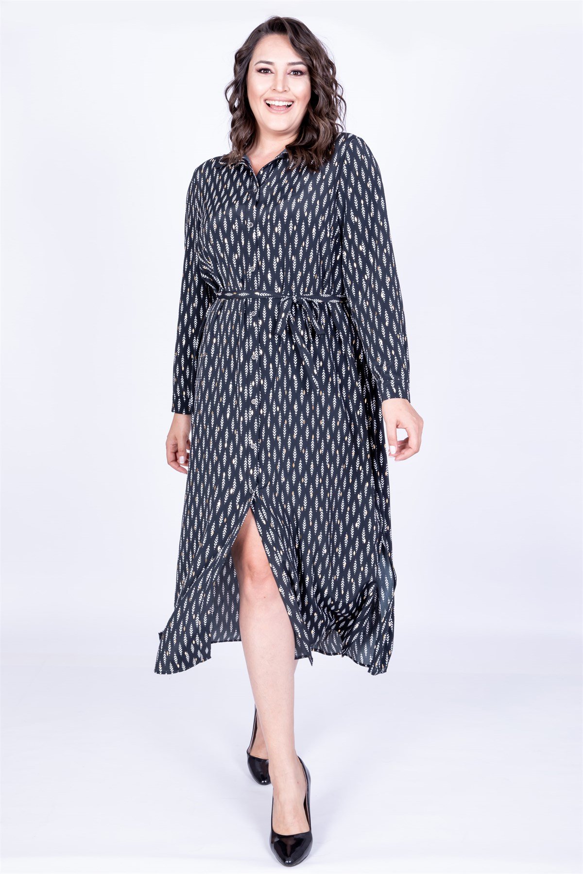 Myline-Gömlek Elbise-Büyük Beden Günlük Elbiseler-35106