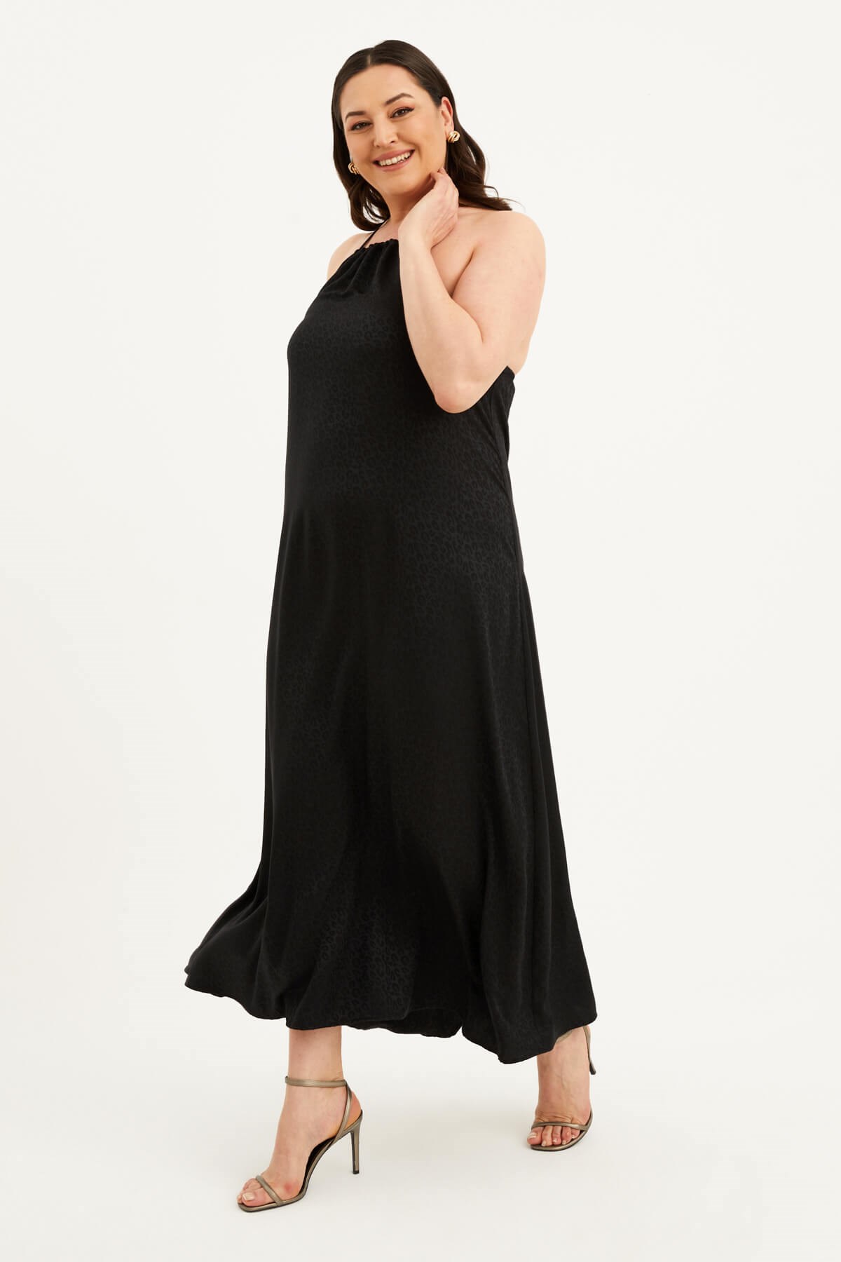 Myline-Halter Yaka Uzun Elbise-Büyük Beden Günlük Elbiseler-77606