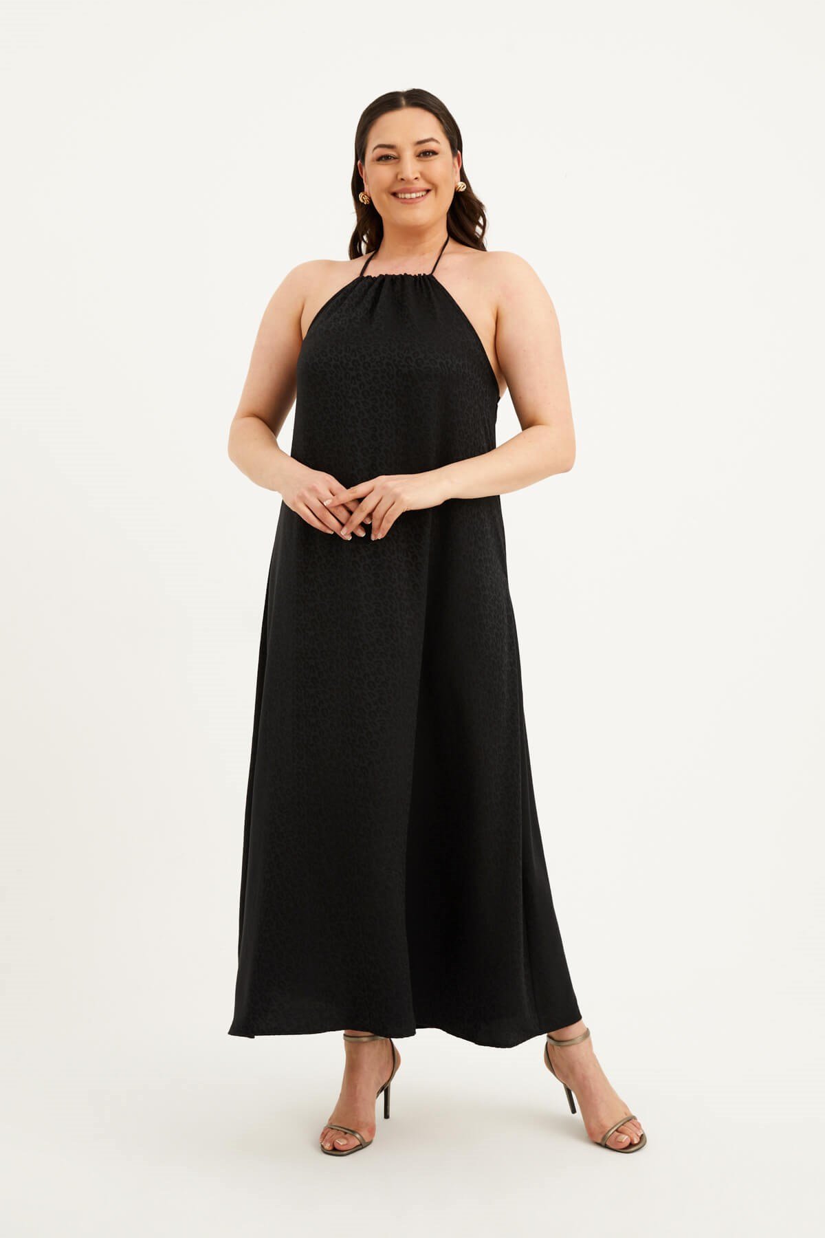 Myline-Halter Yaka Uzun Elbise-Büyük Beden Günlük Elbiseler-77606