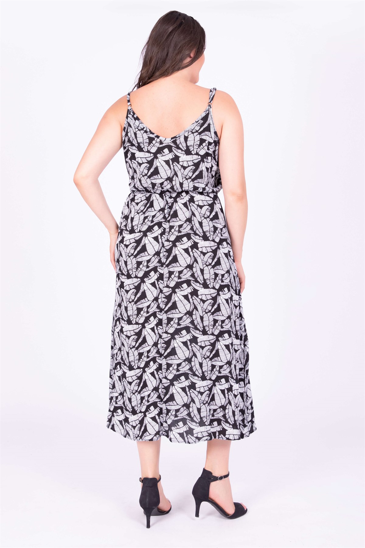 Myline-İp Askılı Beli Lastikli Elbise-Büyük Beden Günlük Elbiseler-34743