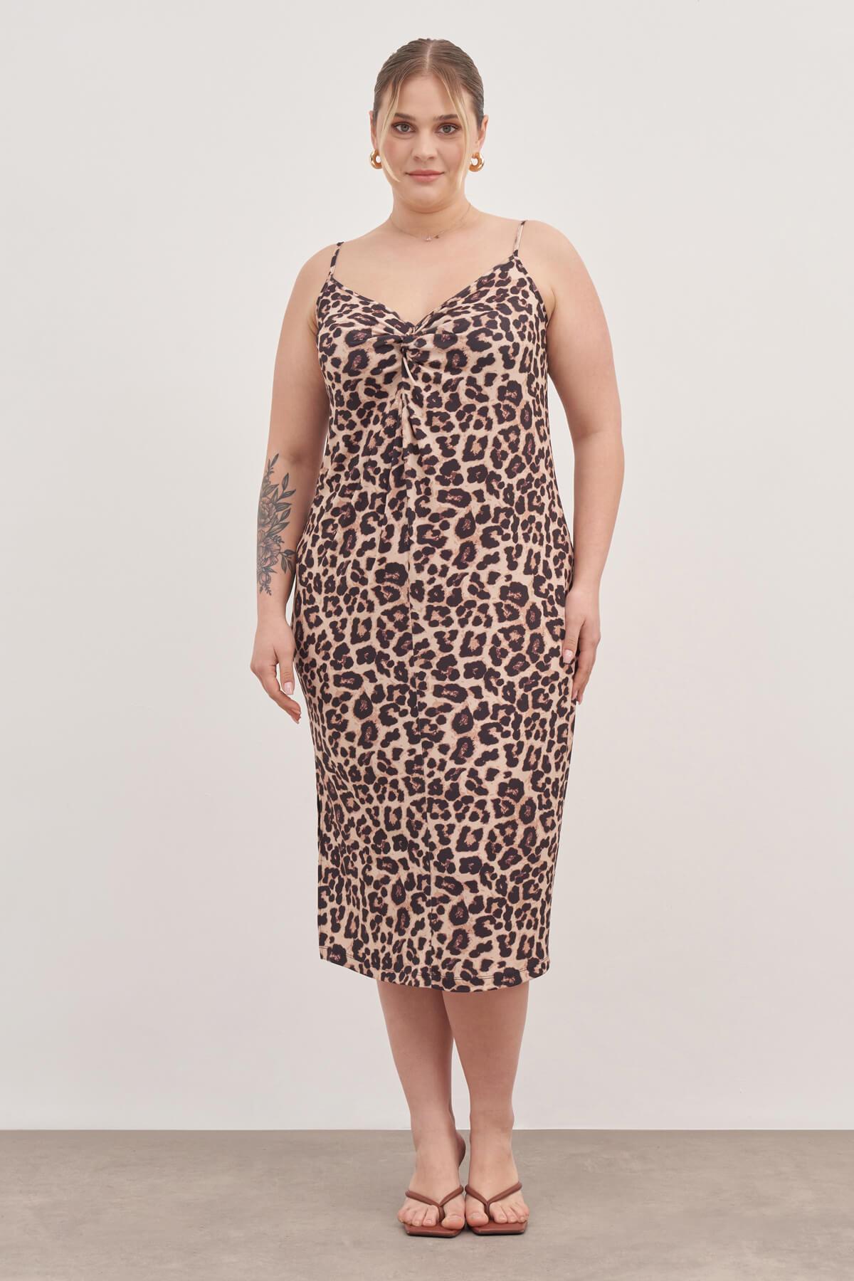 Myline-İp Askılı Düğümlü Elbise-Büyük Beden Günlük Elbiseler-128905