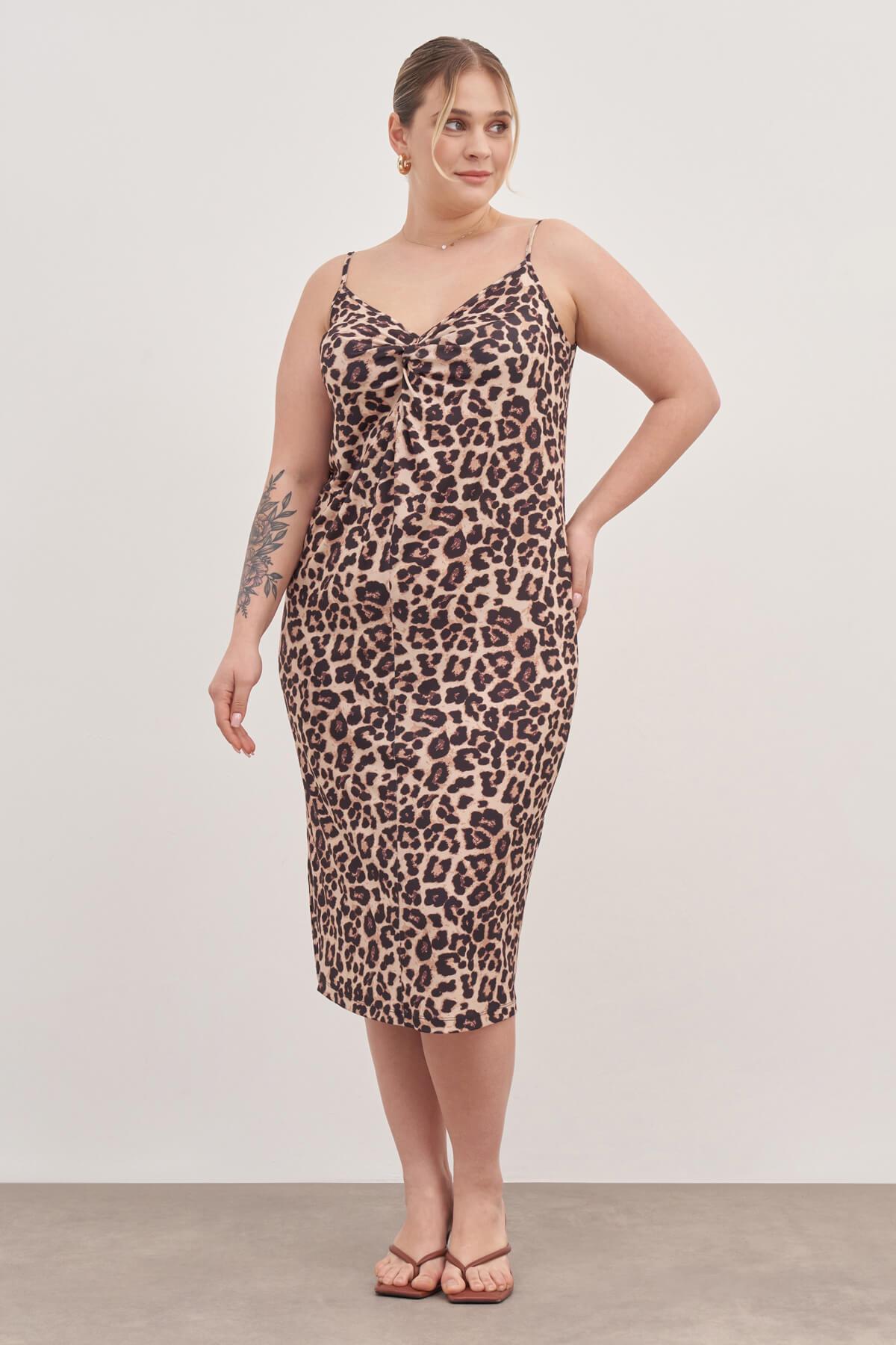 Myline-İp Askılı Düğümlü Elbise-Büyük Beden Günlük Elbiseler-128905