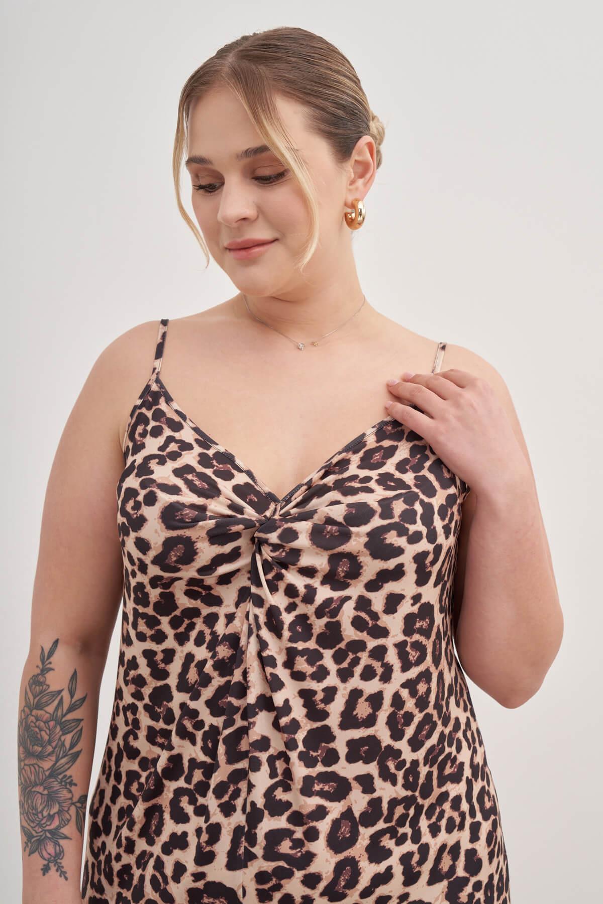 Myline-İp Askılı Düğümlü Elbise-Büyük Beden Günlük Elbiseler-128905