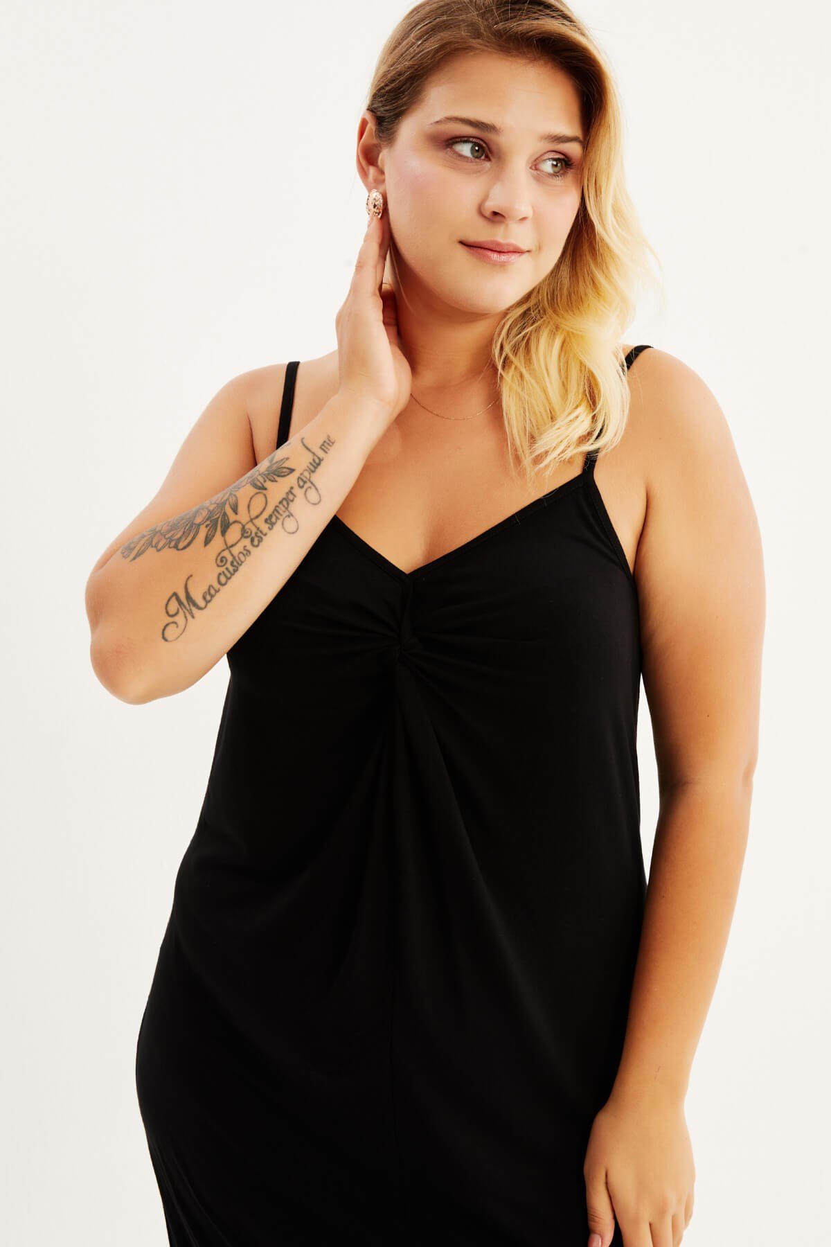 Myline-İp Askılı Düğümlü Elbise-Büyük Beden Günlük Elbiseler-77744