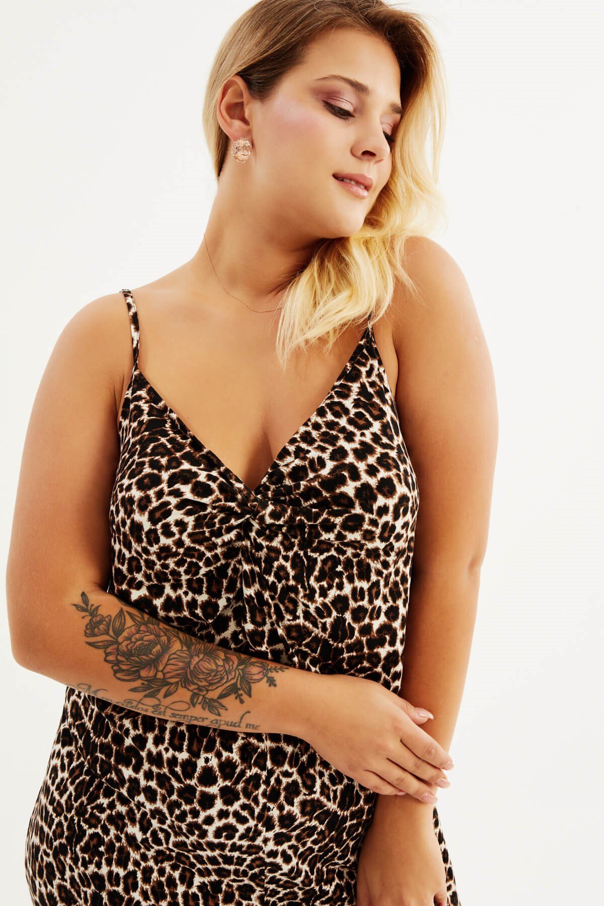 Myline-İp Askılı Düğümlü Elbise-Büyük Beden Günlük Elbiseler-87868