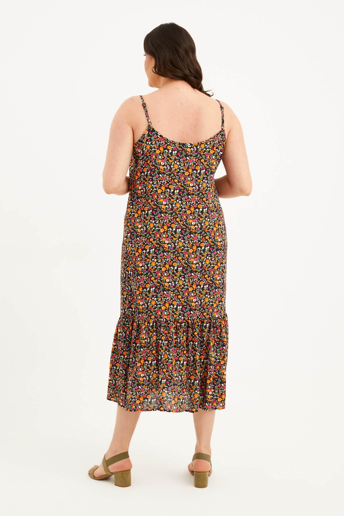 Myline-İp Askılı Eteği Fırfırlı Elbise-Büyük Beden Günlük Elbiseler-77505