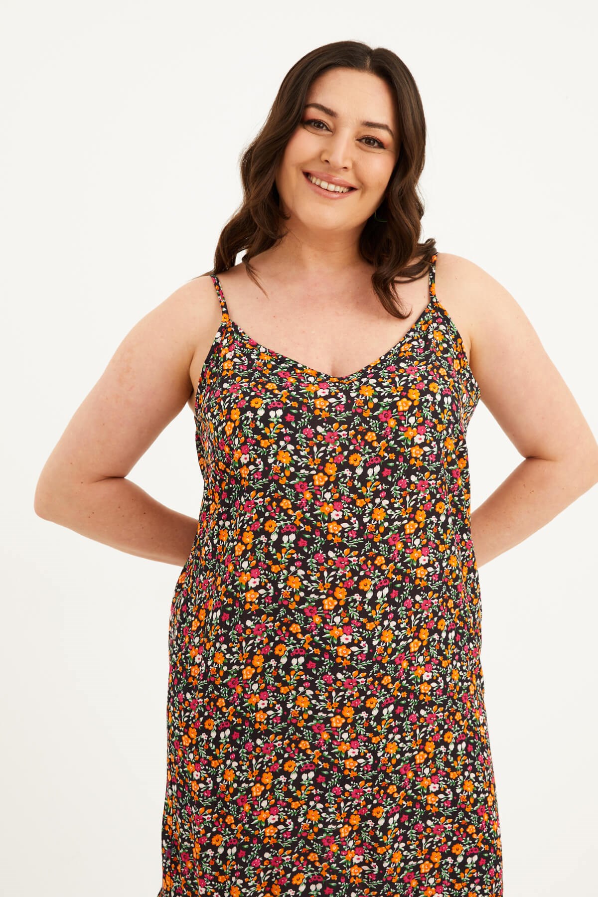 Myline-İp Askılı Eteği Fırfırlı Elbise-Büyük Beden Günlük Elbiseler-77505