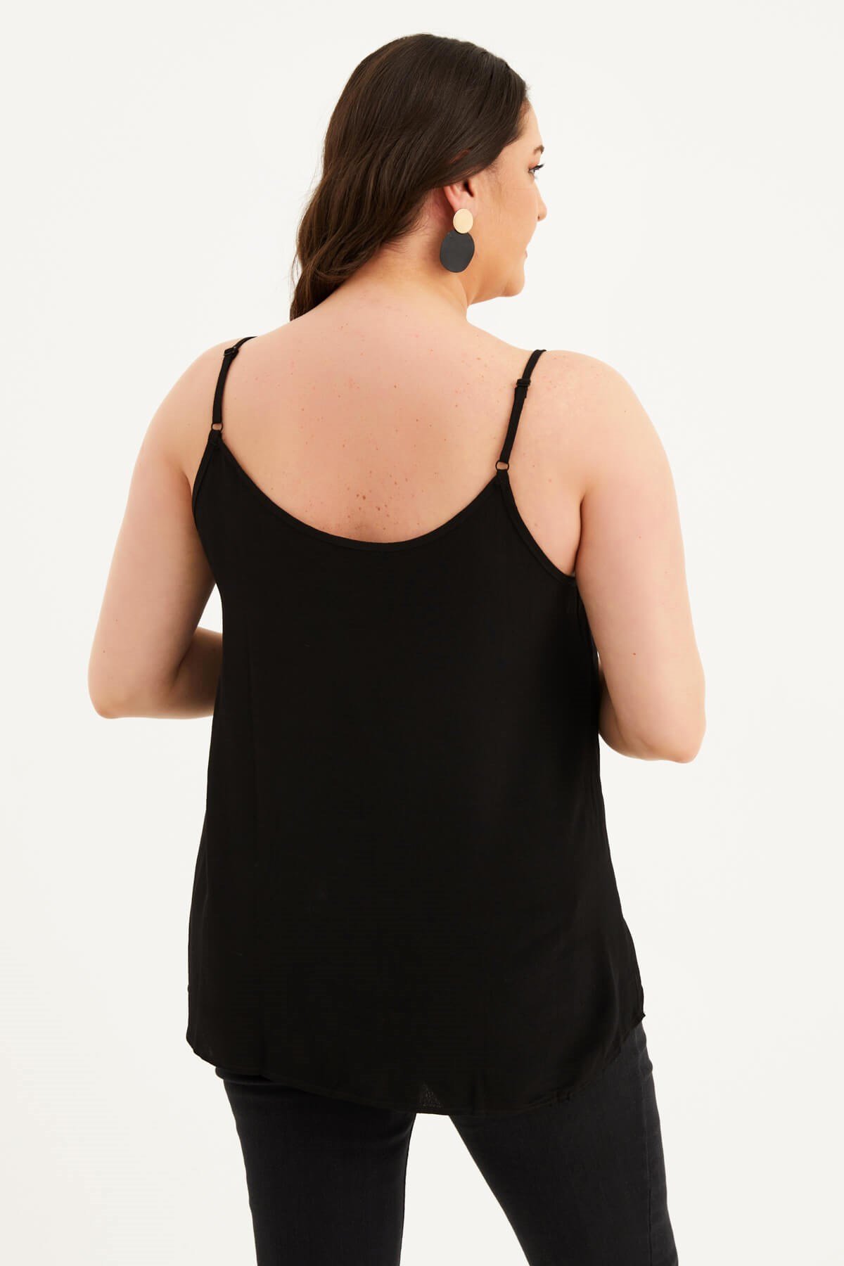 Myline-İp Askılı Fırfır Detaylı Bluz-Büyük Beden Bluz-66921