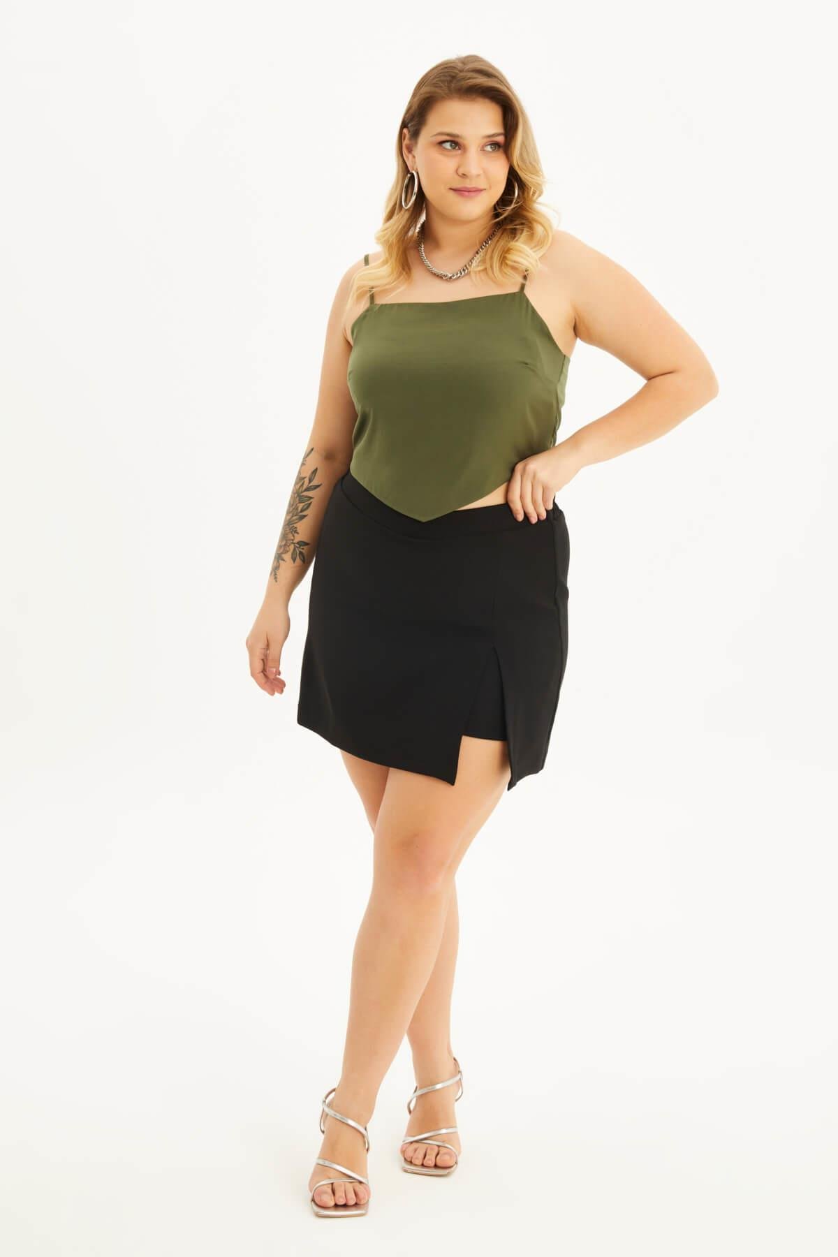 Myline-İp Askılı Gipeli Top-Büyük Beden Tişört-77829