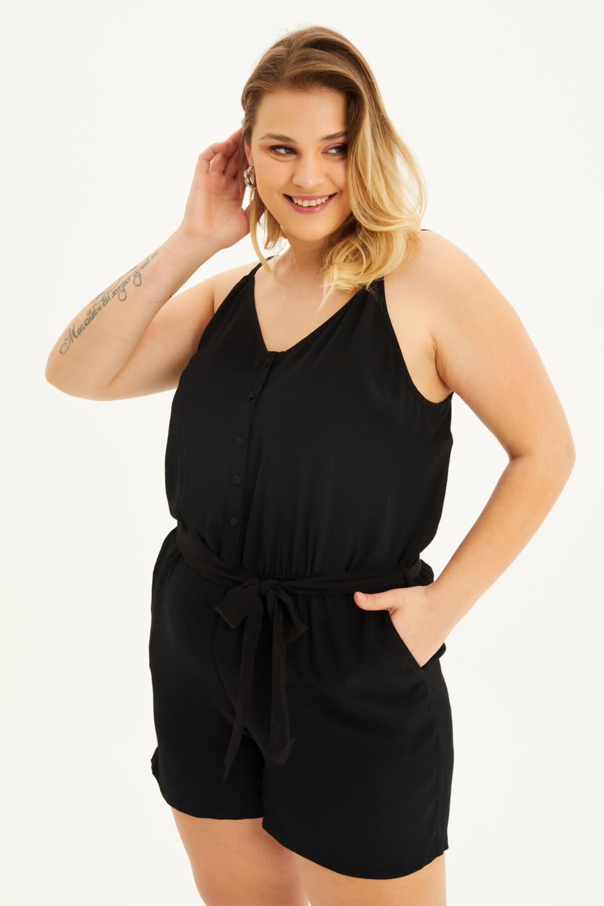 Myline-İp Askılı Kısa Tulum-Büyük Beden Tulum-88311