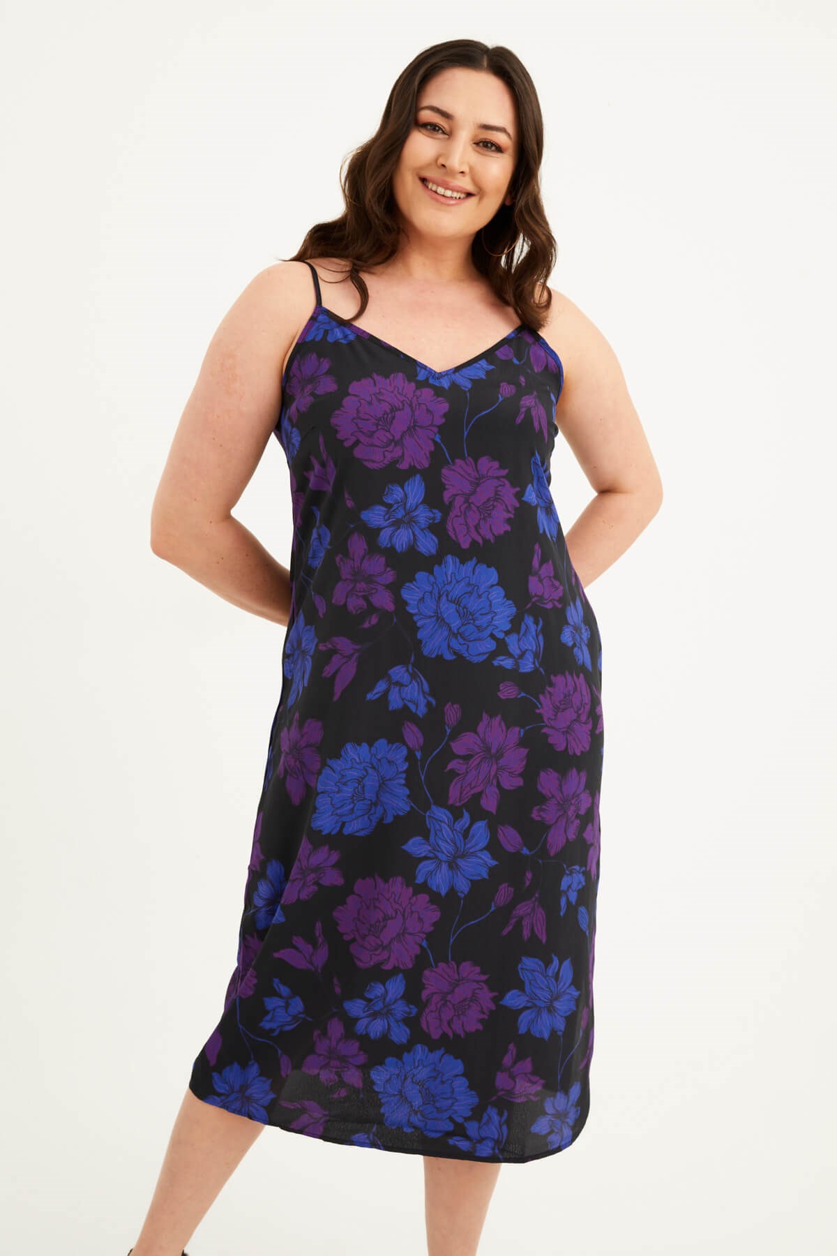 Myline-İp Askılı Midi Elbise-Büyük Beden Günlük Elbiseler-77241