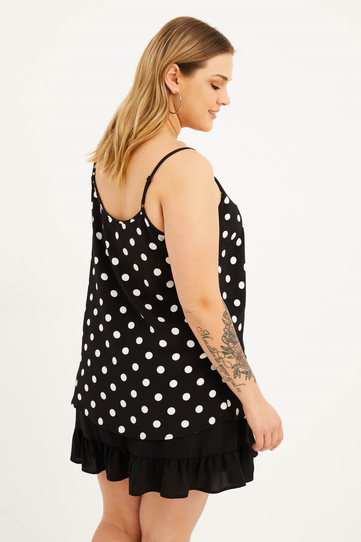 Myline-İp Askılı Puantiyeli Bluz-Büyük Beden Bluz-77544