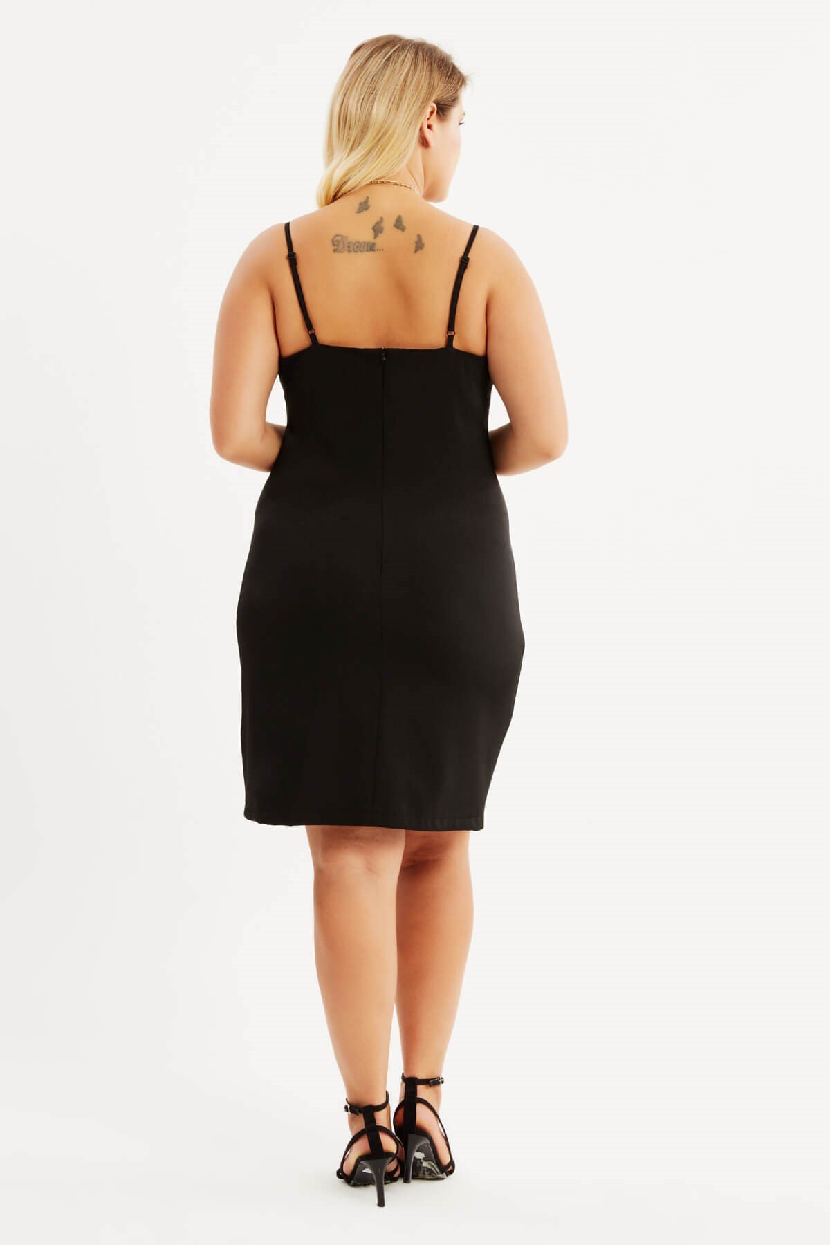 Myline-İp Askılı Yırtmaçlı Elbise-Büyük Beden Günlük Elbiseler-87874