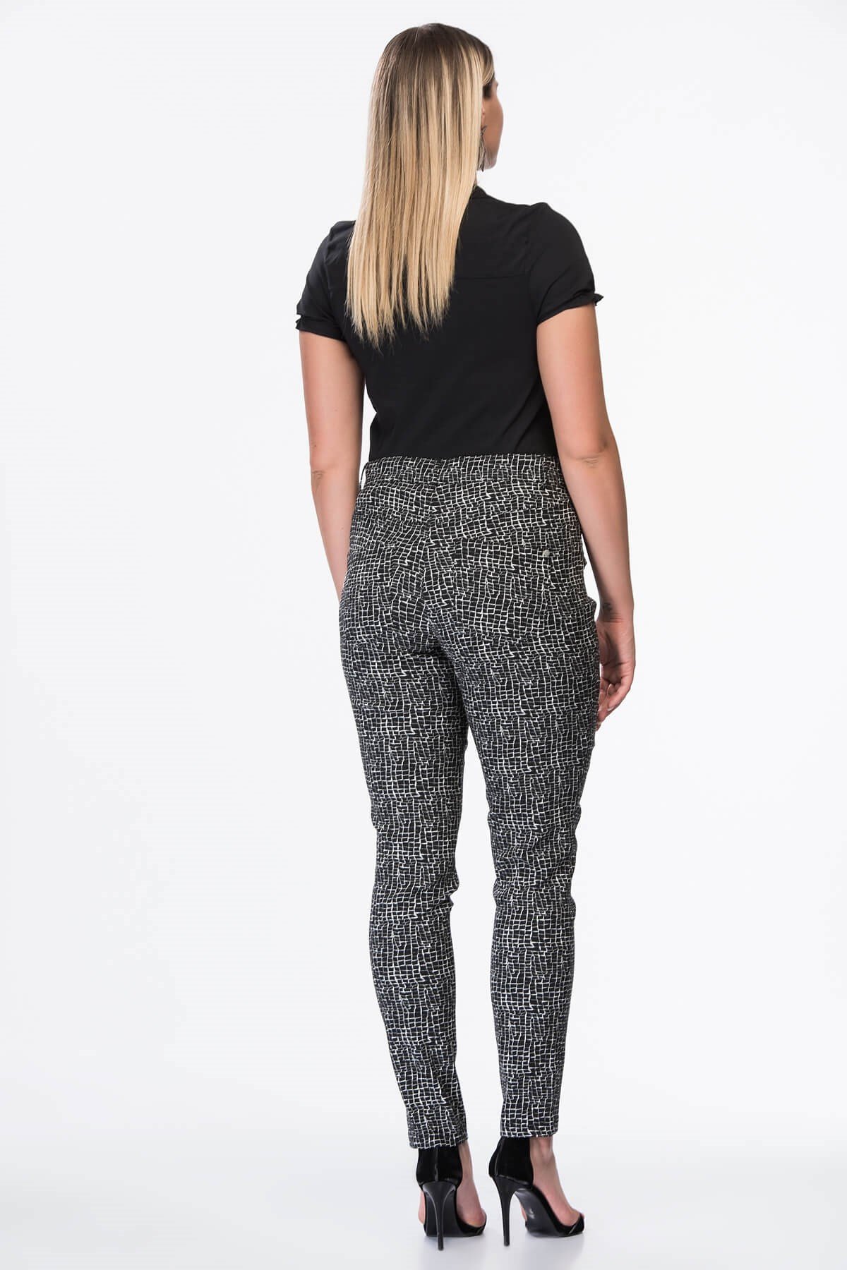 Myline-Jakarlı Fermuar Detaylı Strech Pantolon-Büyük Beden Pantolon-12454-m