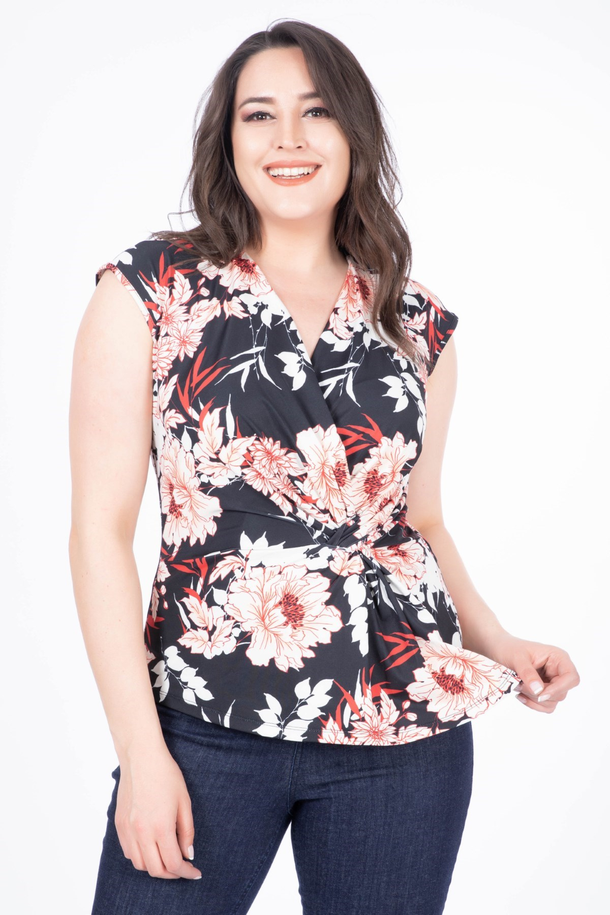 Myline-Jarse Kolsuz Bluz-Büyük Beden Bluz-12606-m