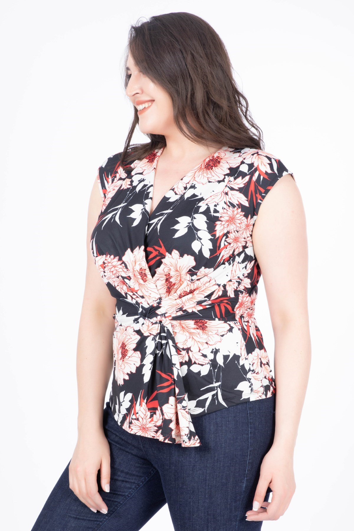 Myline-Jarse Kolsuz Bluz-Büyük Beden Bluz-12606-m