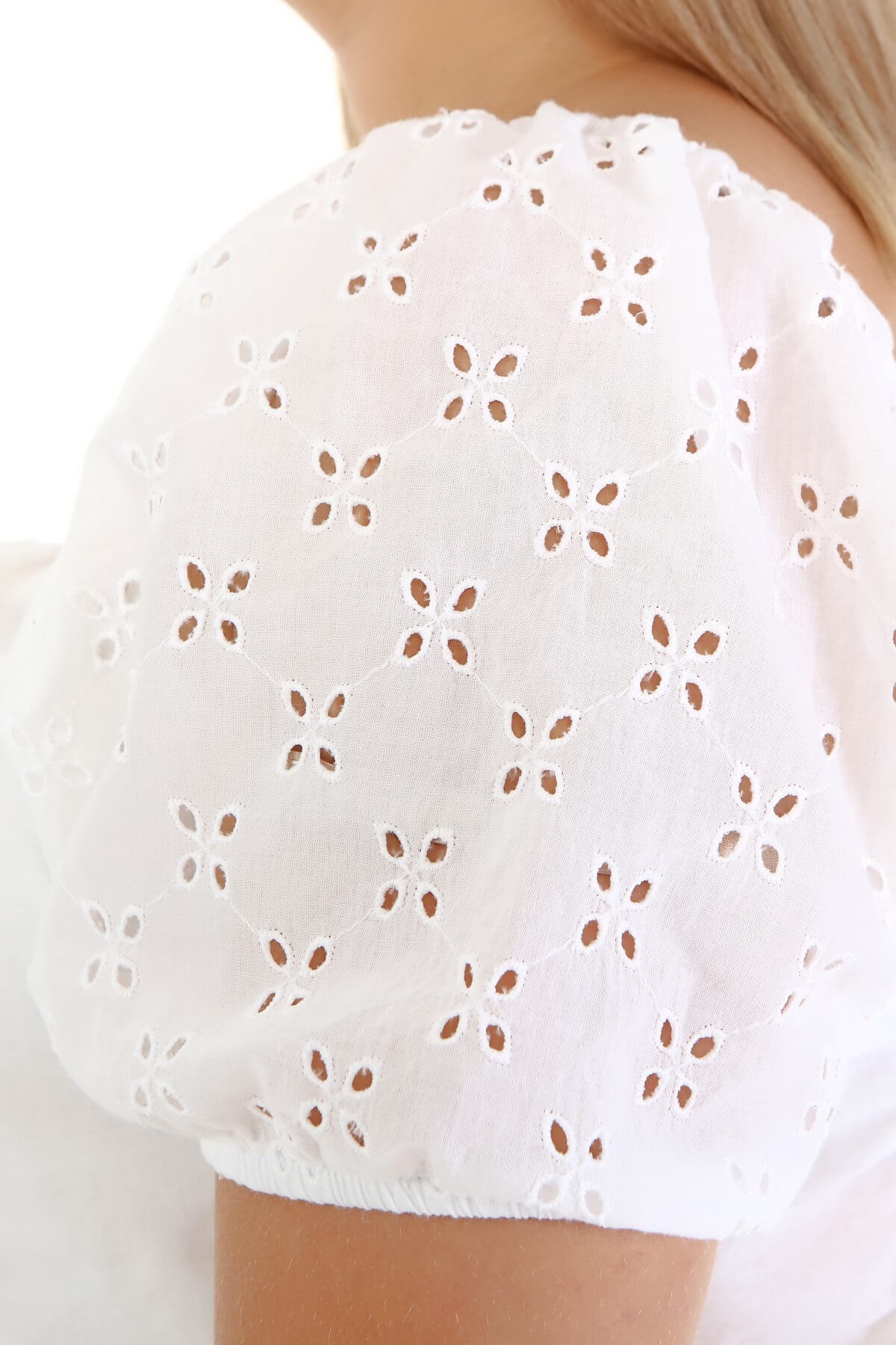 Myline-Kare Yaka Büzgülü Kolu Fistolu Top-Büyük Beden Tişört-66865