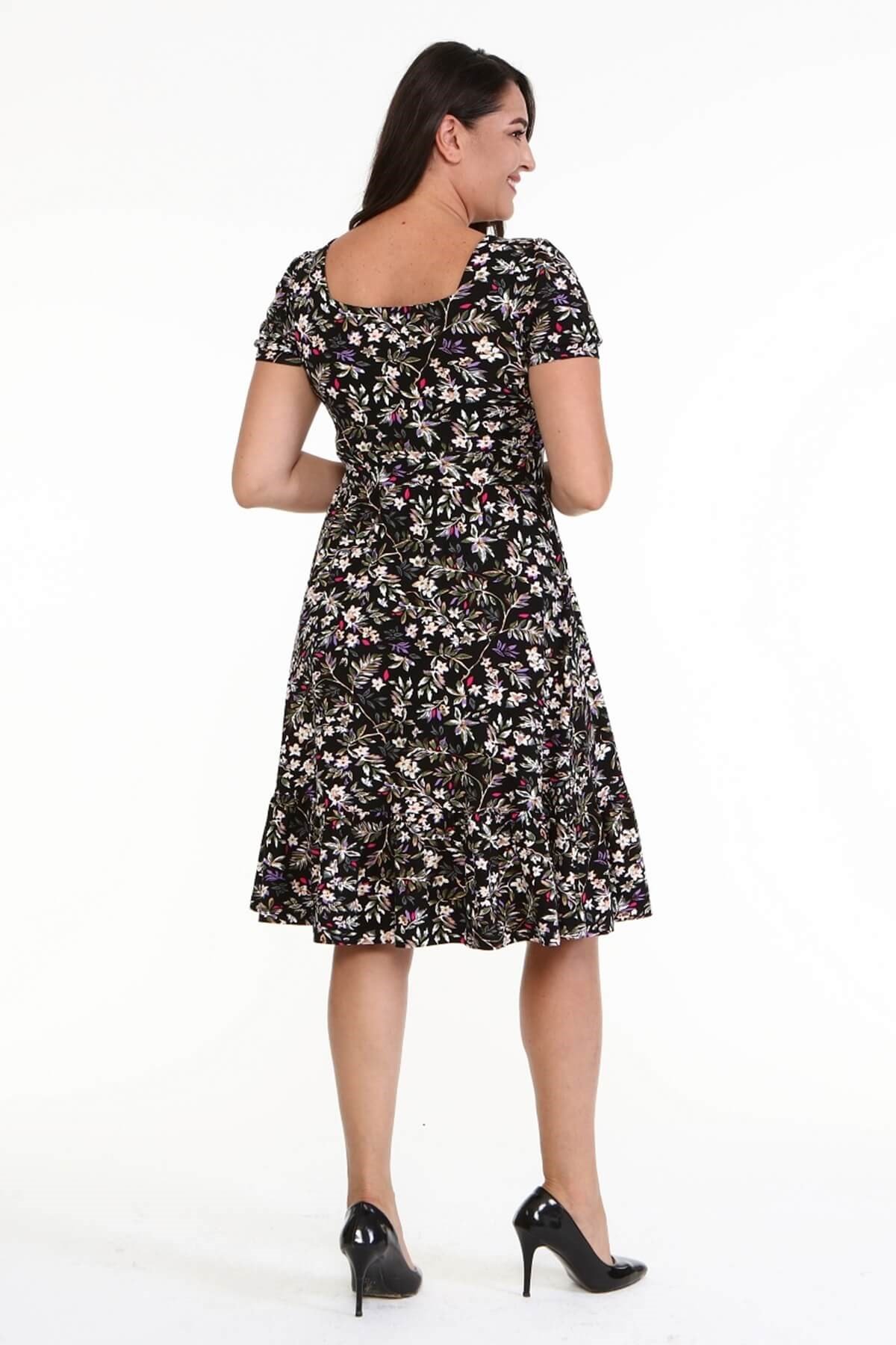 Myline-Kare Yaka Elbise-Büyük Beden Günlük Elbiseler-77194