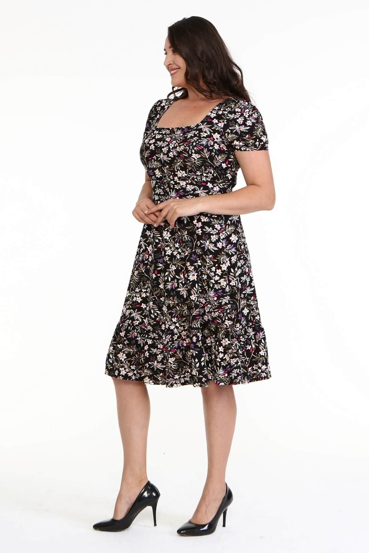 Myline-Kare Yaka Elbise-Büyük Beden Günlük Elbiseler-77194