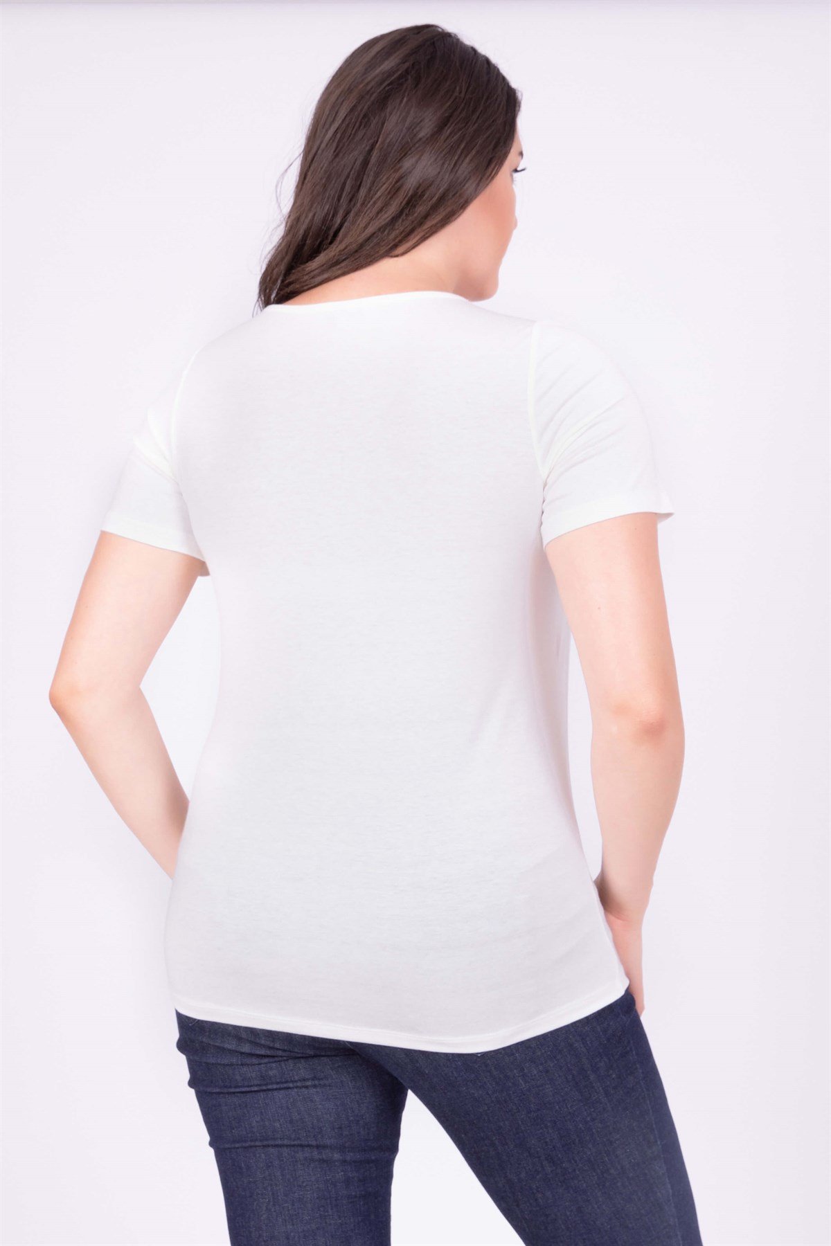 Myline-Kare Yaka T-Shirt-Büyük Beden Tişört-34885