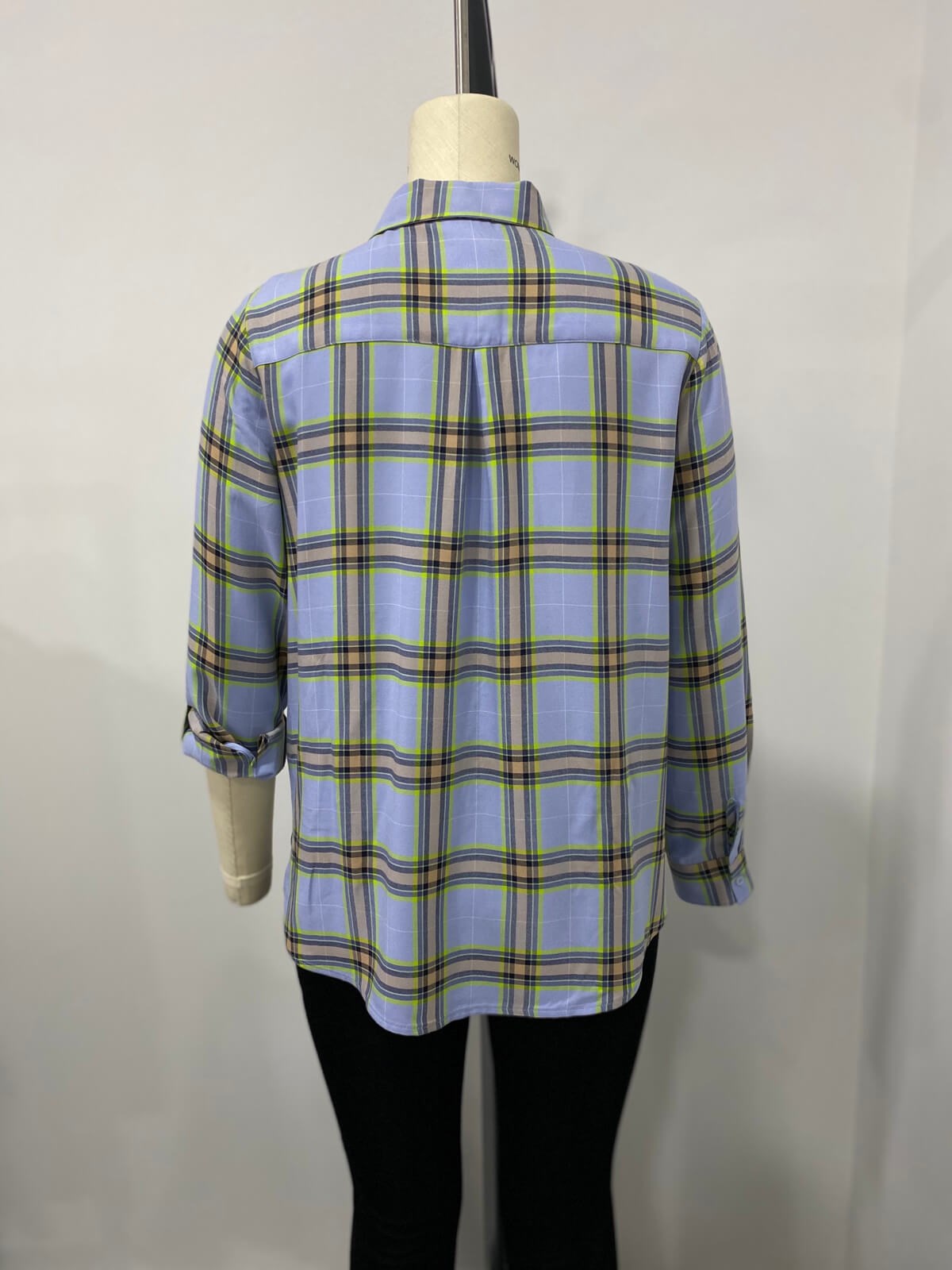 Myline-Kareli Uzun Kollu Gömlek -Büyük Beden Outlet-66465