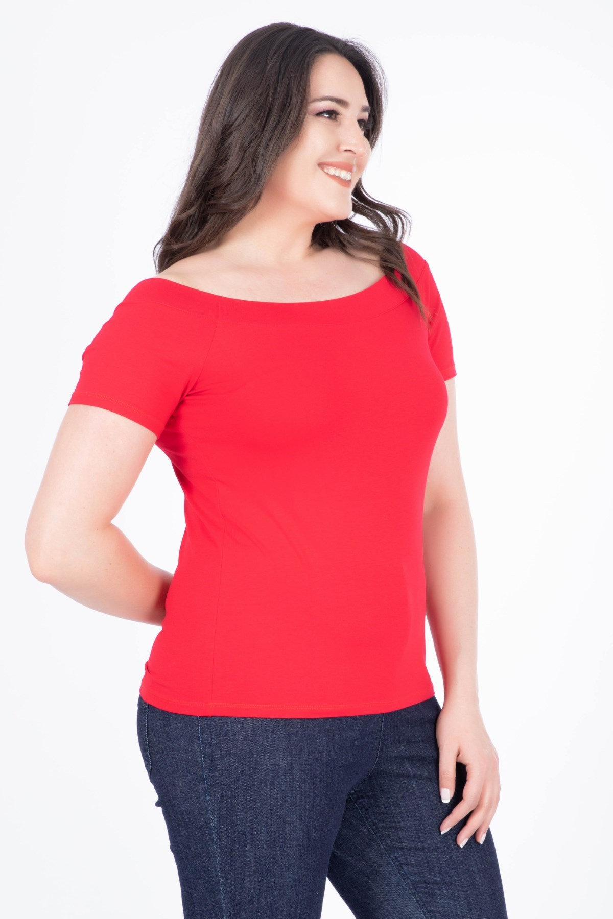 Myline-Karmen Yaka Kısa Kol Bluz-Bluz-34623