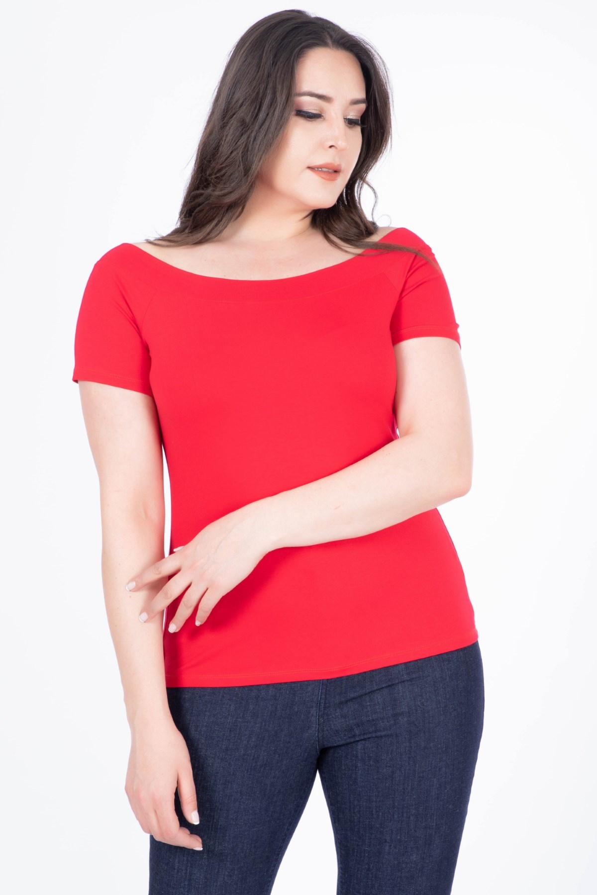 Myline-Karmen Yaka Kısa Kol Bluz-Bluz-34623