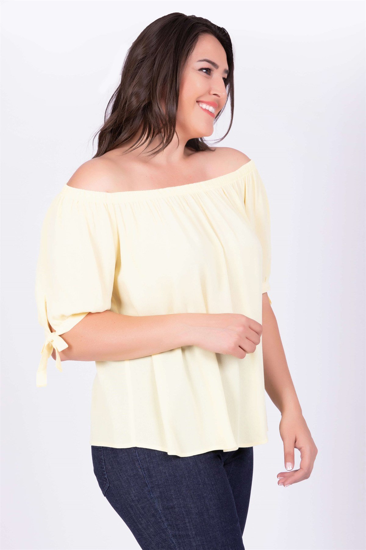 Myline-Karmen Yaka Kol Bağcıklı Bluz-Bluz-34645