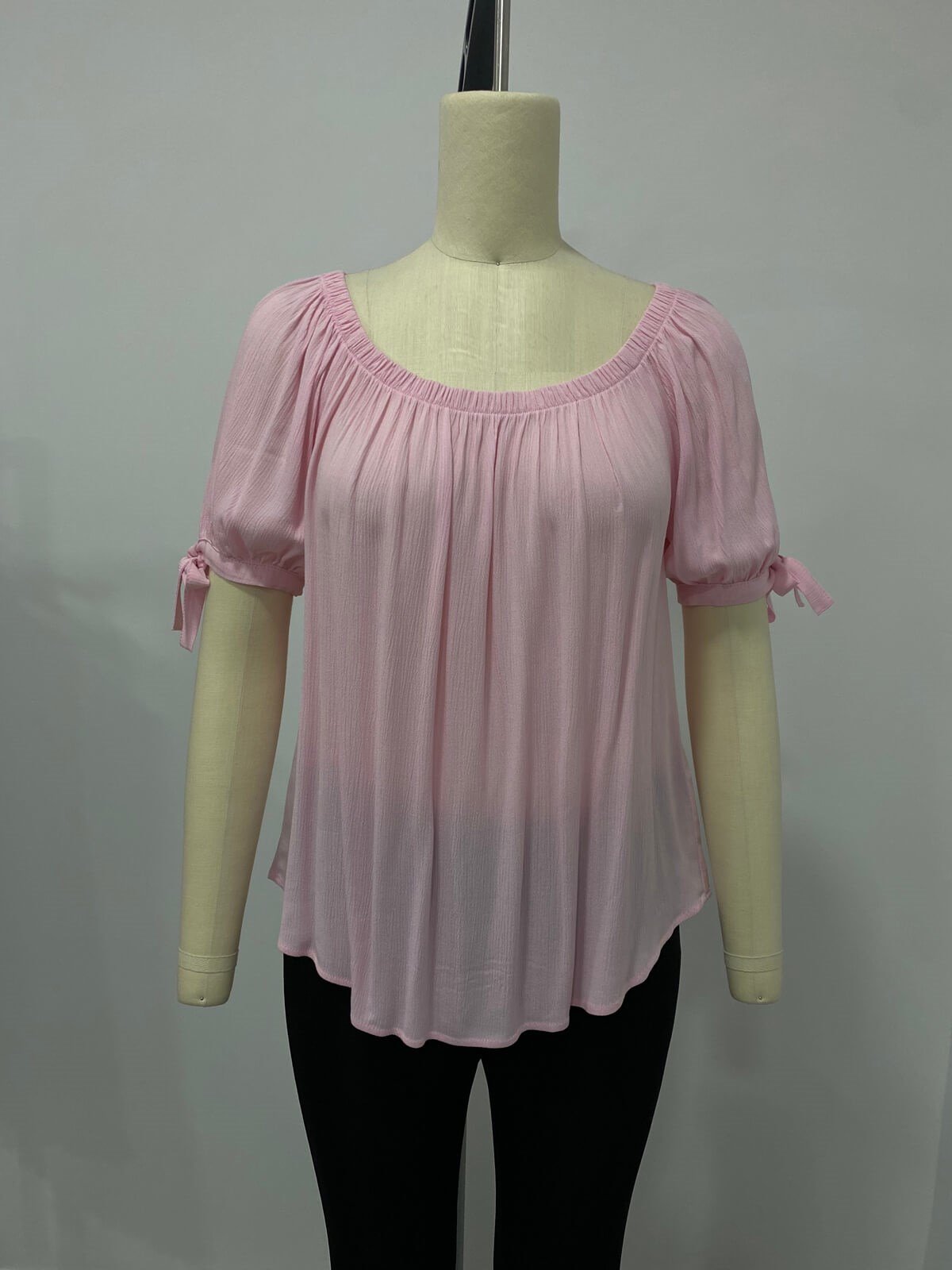 Myline-Karmen Yaka Kol Bağcıklı Bluz-Büyük Beden Outlet-66516