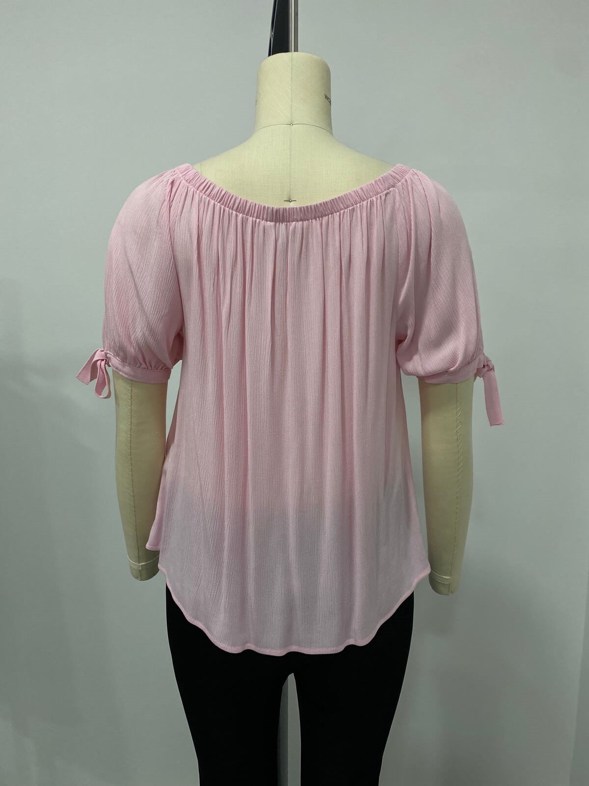 Myline-Karmen Yaka Kol Bağcıklı Bluz-Büyük Beden Outlet-66516