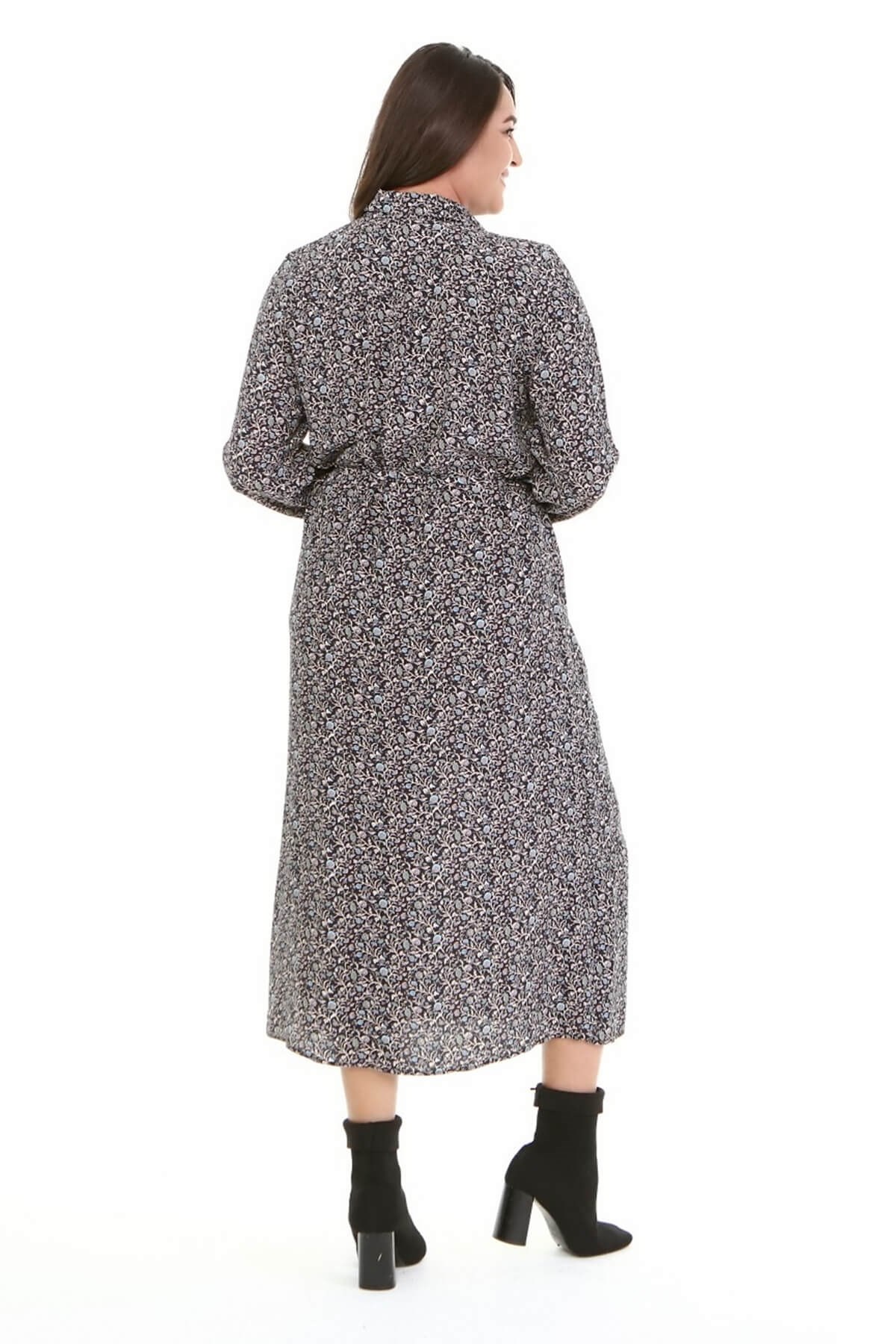 Myline-Kemerli Gömlek Elbise-Büyük Beden Günlük Elbiseler-66908