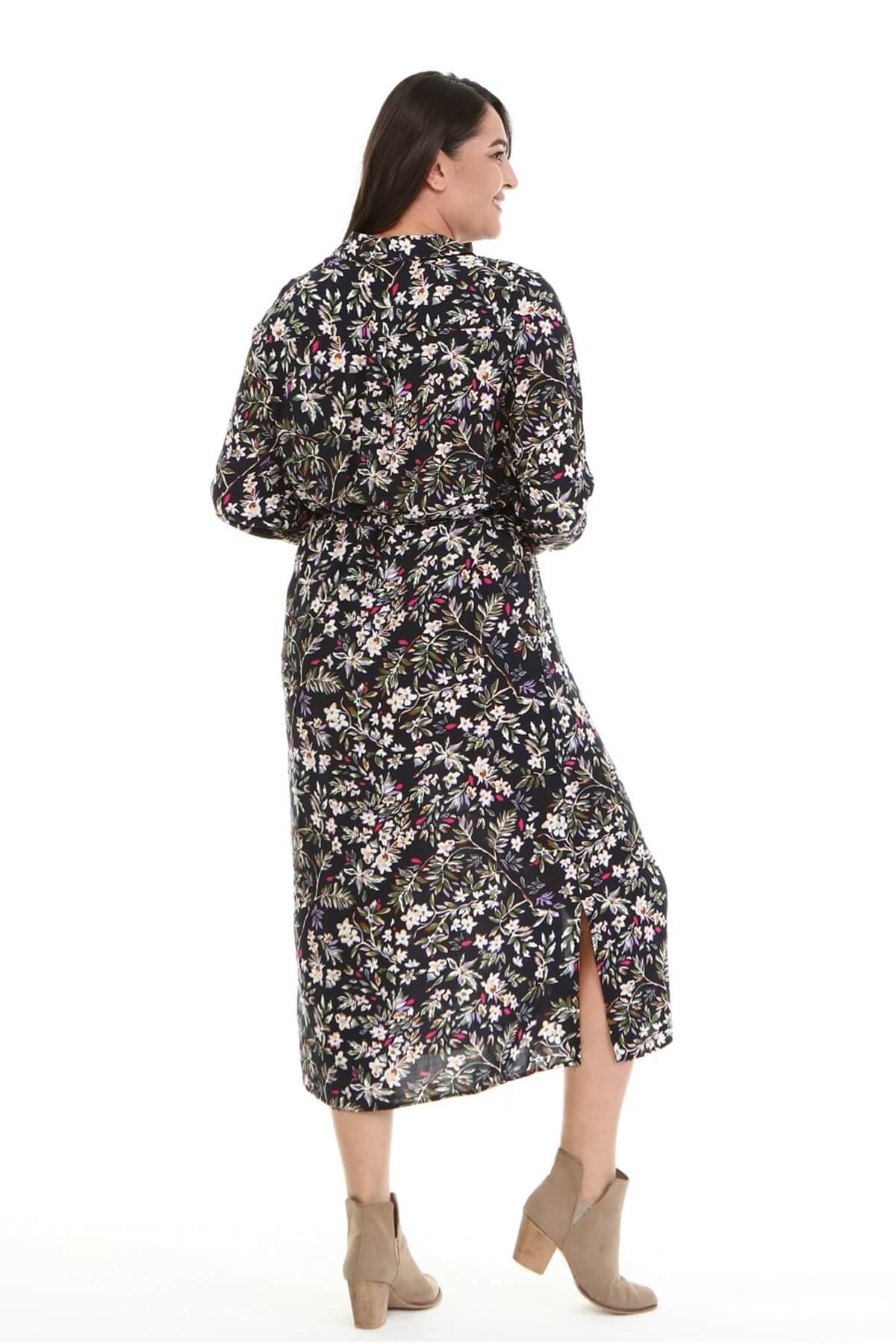 Myline-Kemerli Gömlek Elbise-Büyük Beden Günlük Elbiseler-67010